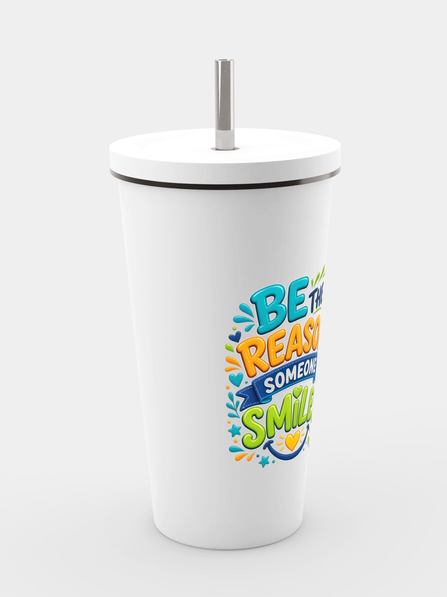 Stainless Steel Insulated Inspirational Tumbler with a Straw - Be the Reason Someone Smiles. product image (4)