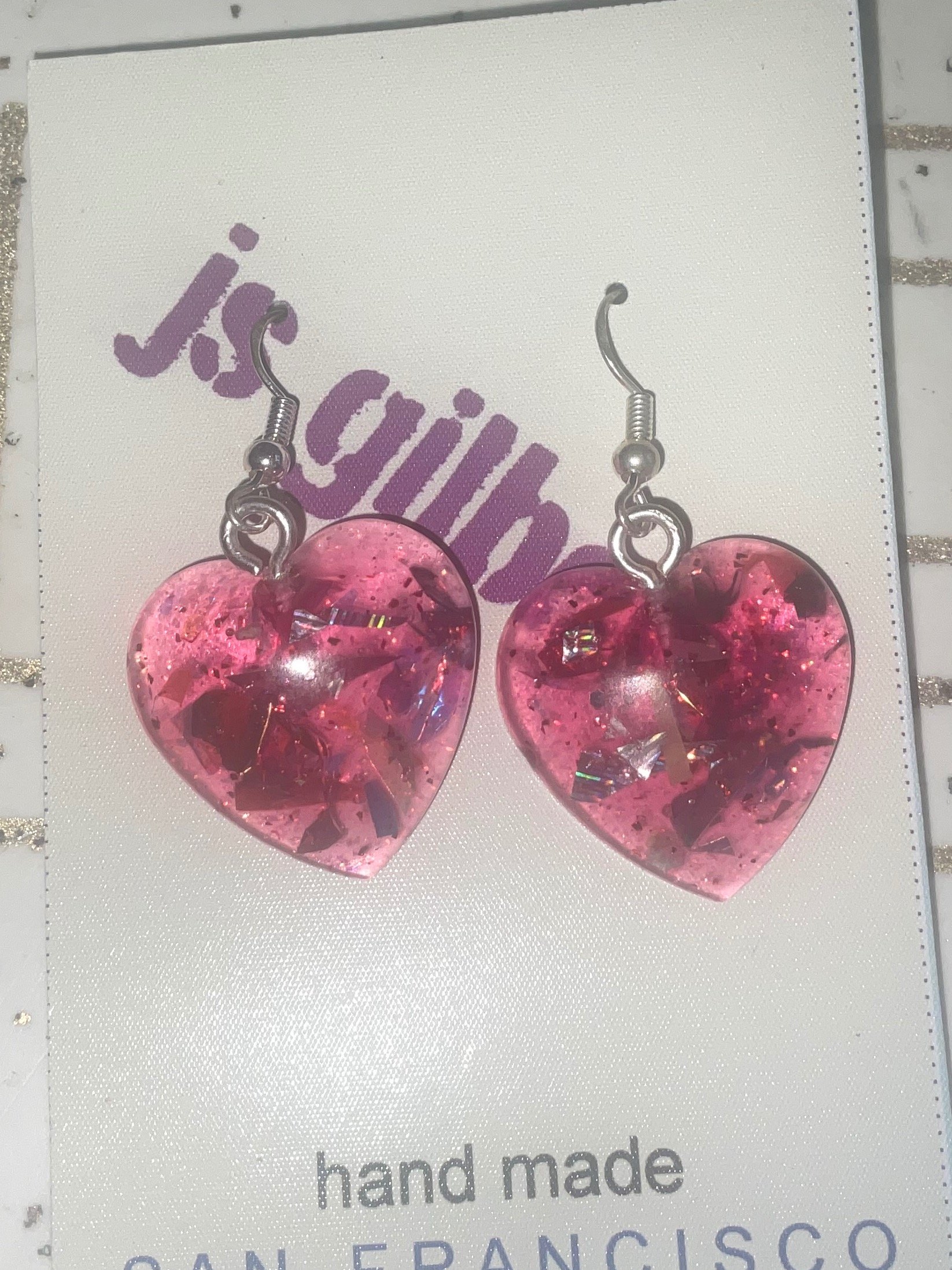 Red Heart Hologram dangle earrings product image (1)