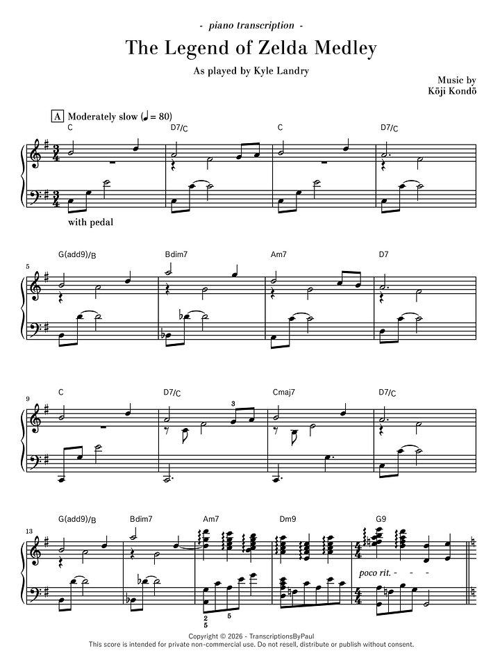 The Legend of Zelda Medley - Kyle Landry product image (1)