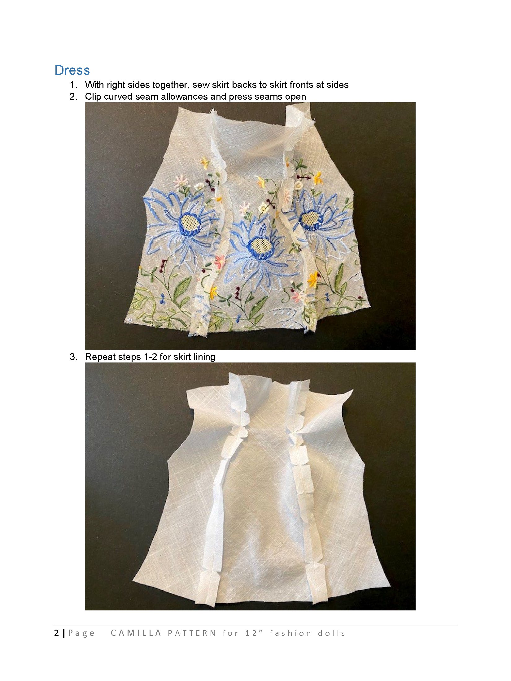 Camilla sewing pattern for 12" fashion dolls product image (3)
