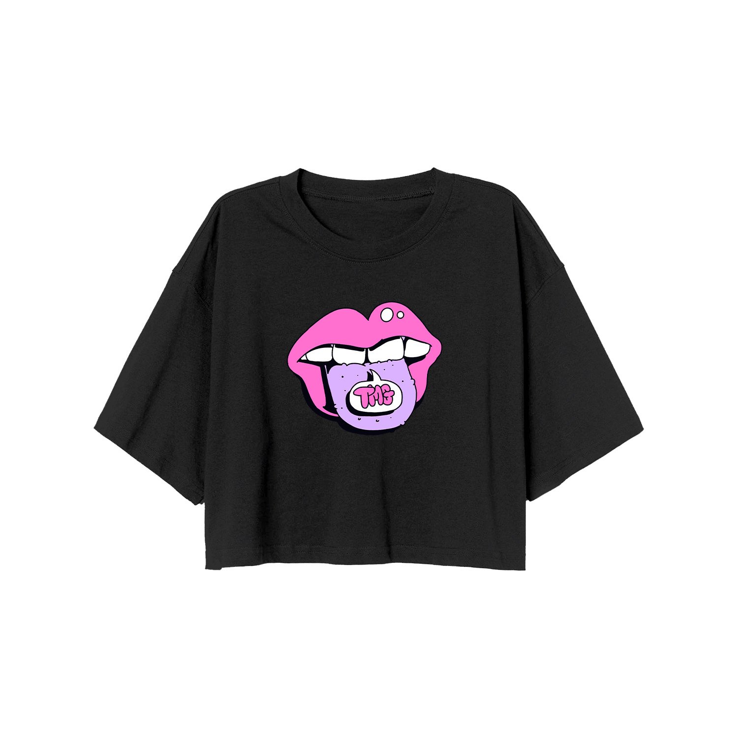 TMG Tongue Black Crop Top product image (1)
