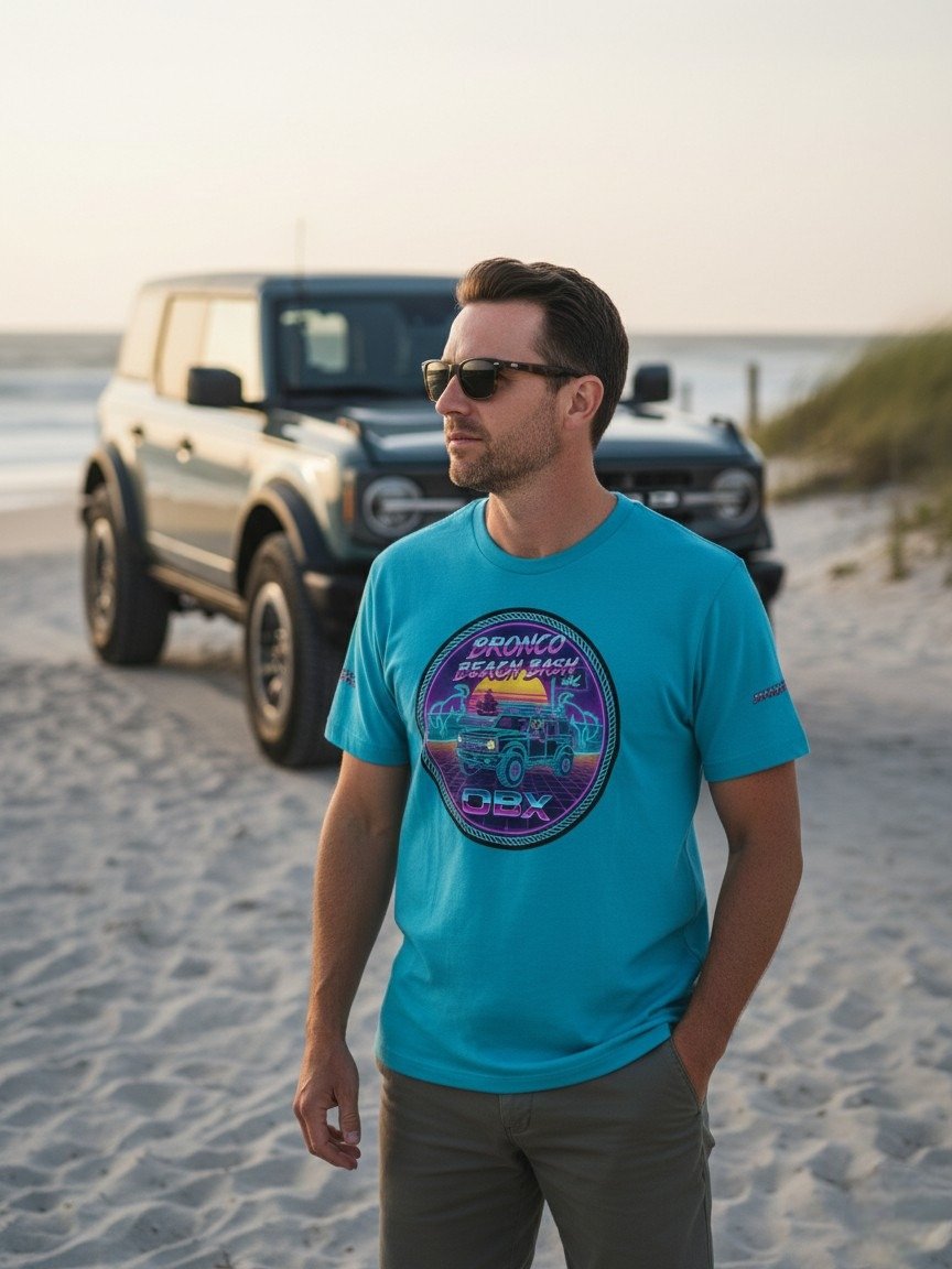 2026 Bronco Beach Bash OBX X Destination Bigfoot Bronco Collab | Bella + Canvas Supersoft T-Shirt (Multiple Colors Available) product image (1)