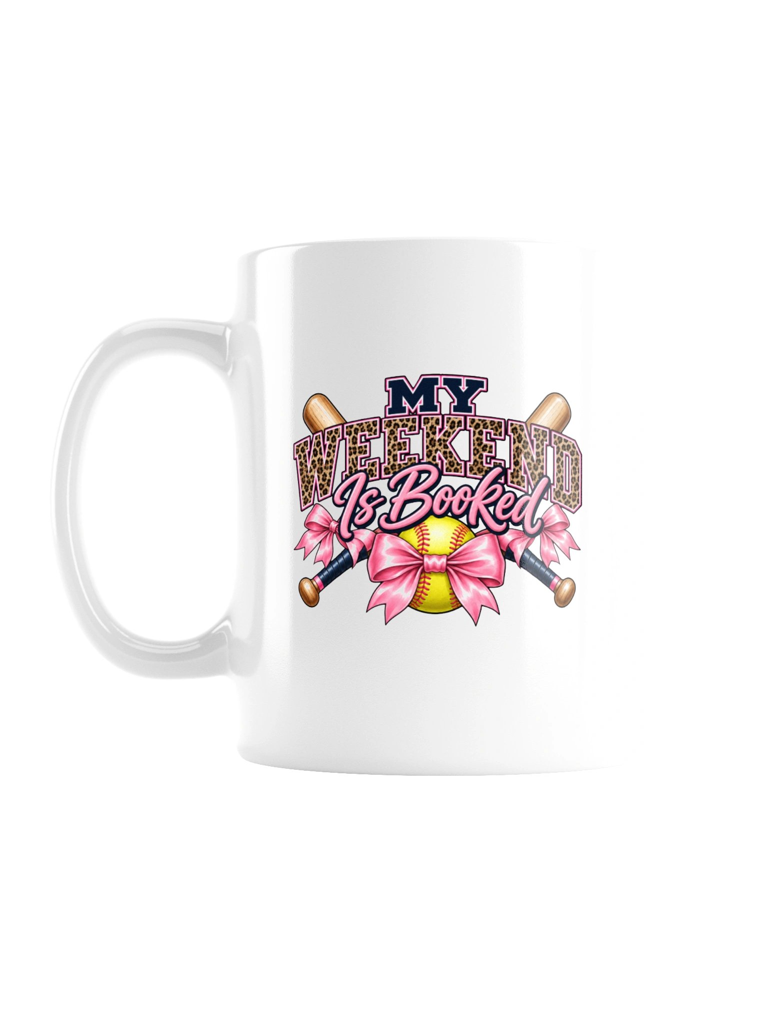 My Weekend Is Booked Softball Mug | Pink Bow Softball Mom Coffee Cup product image (1)