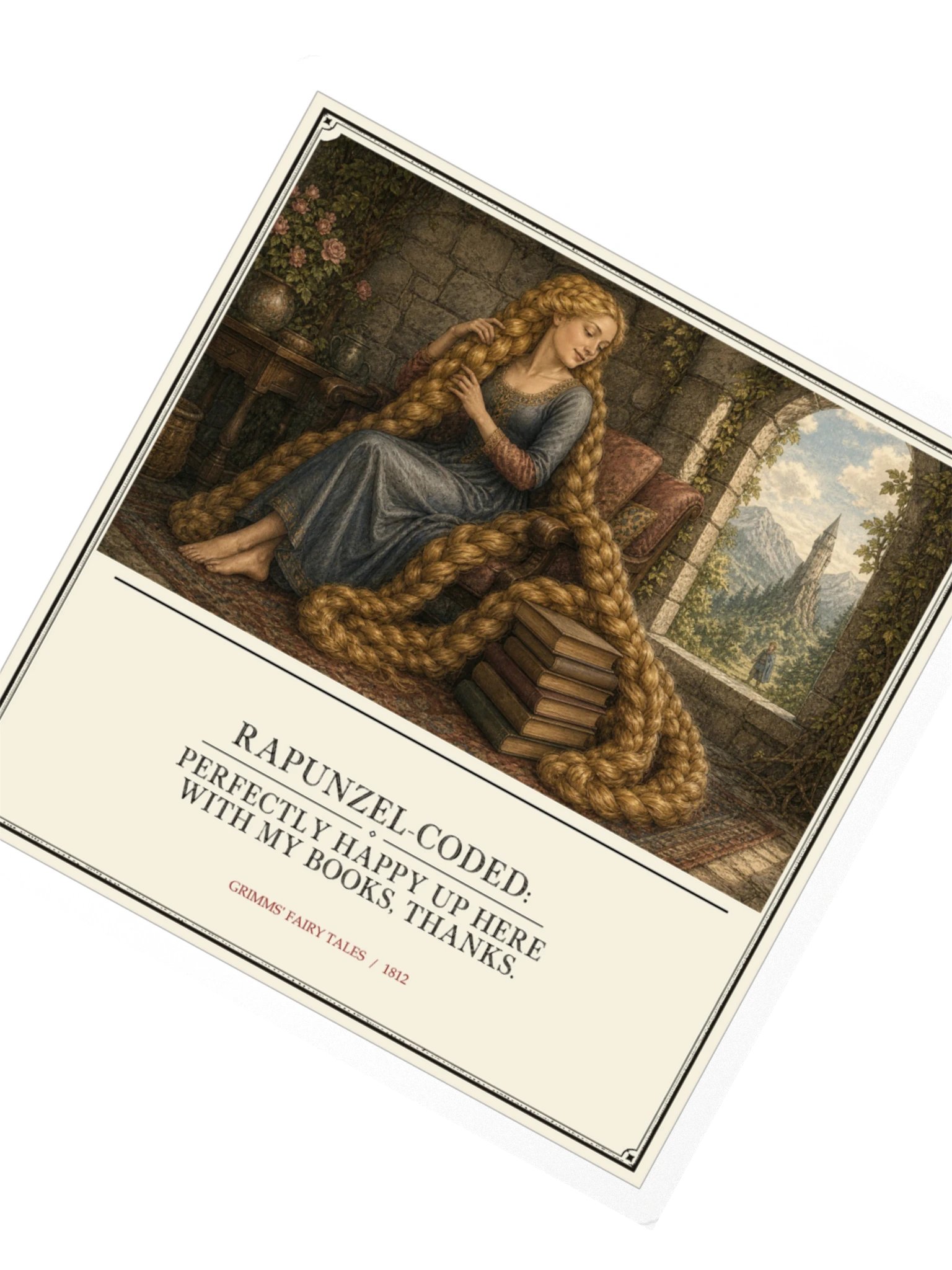 Rapunzel Coded Perfectly Happy Up Here With -- Grimms Fairy Tales Sticker product image (2)