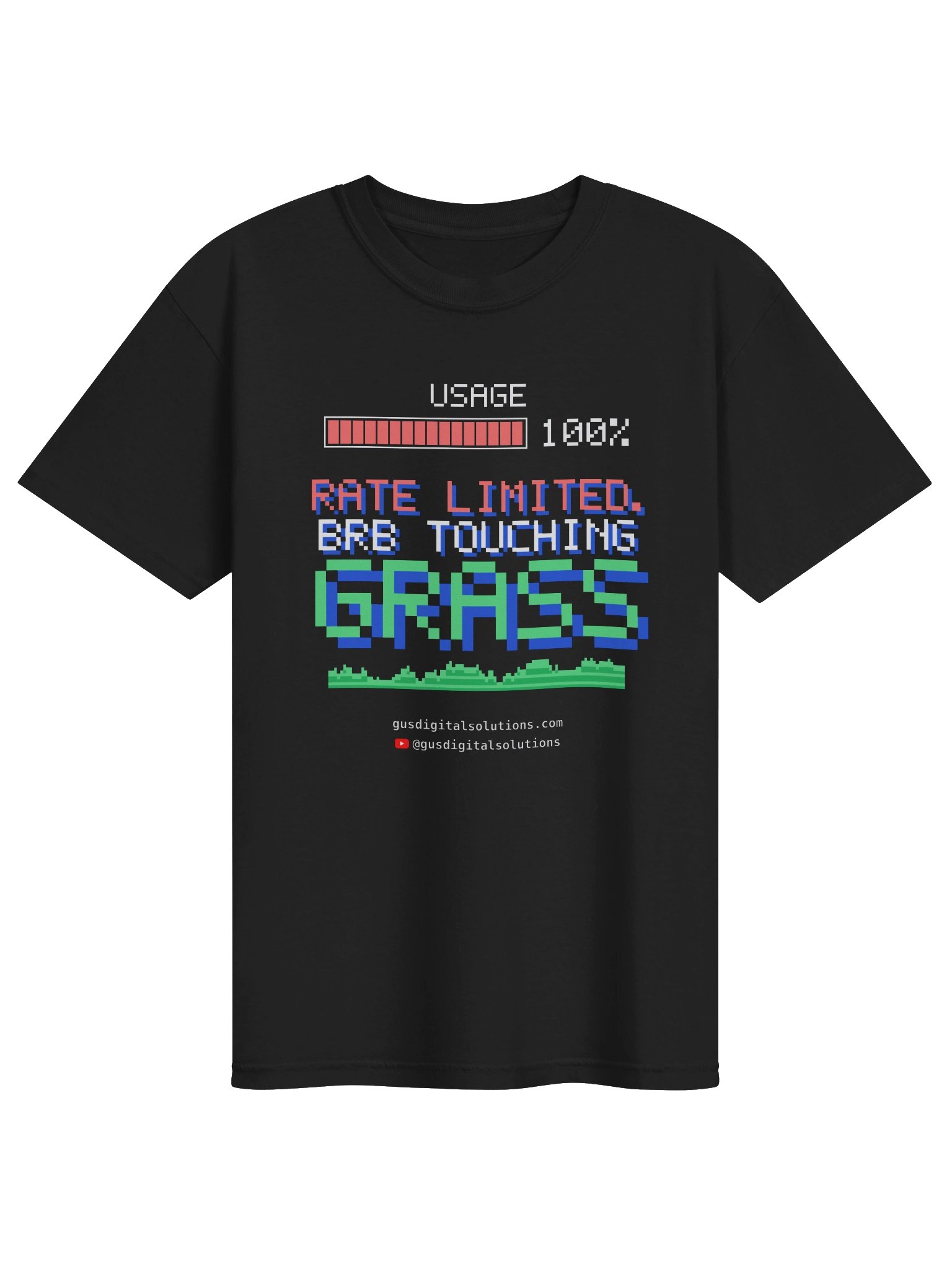 Rate Limited, BRB Touching Grass T-Shirt: Funny AI Coding Tee product image (1)