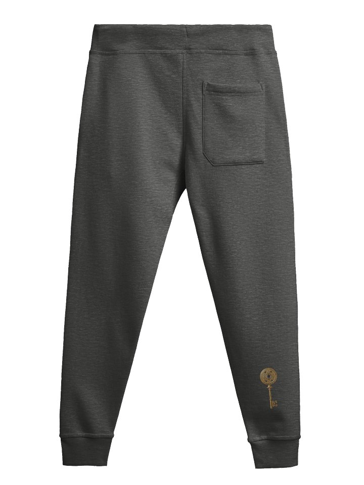 The Gatekeeper’s Key Fleece Joggers – Front Thigh & Back Lower Leg Print | Charcoal Heather | product image (2)