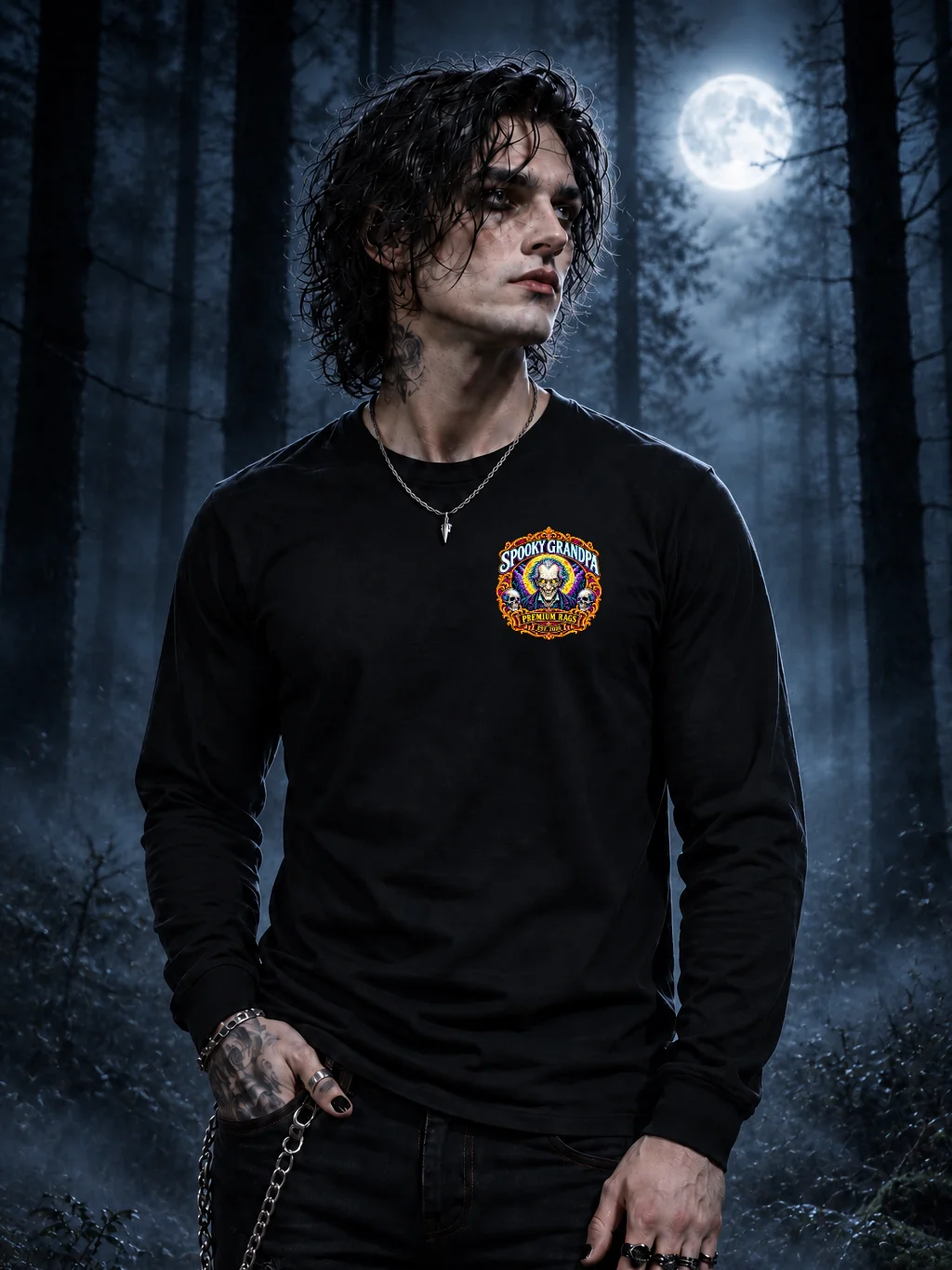 Wendigo: Neon Nightmares – Back Print Long Sleeve Shirt product image (6)