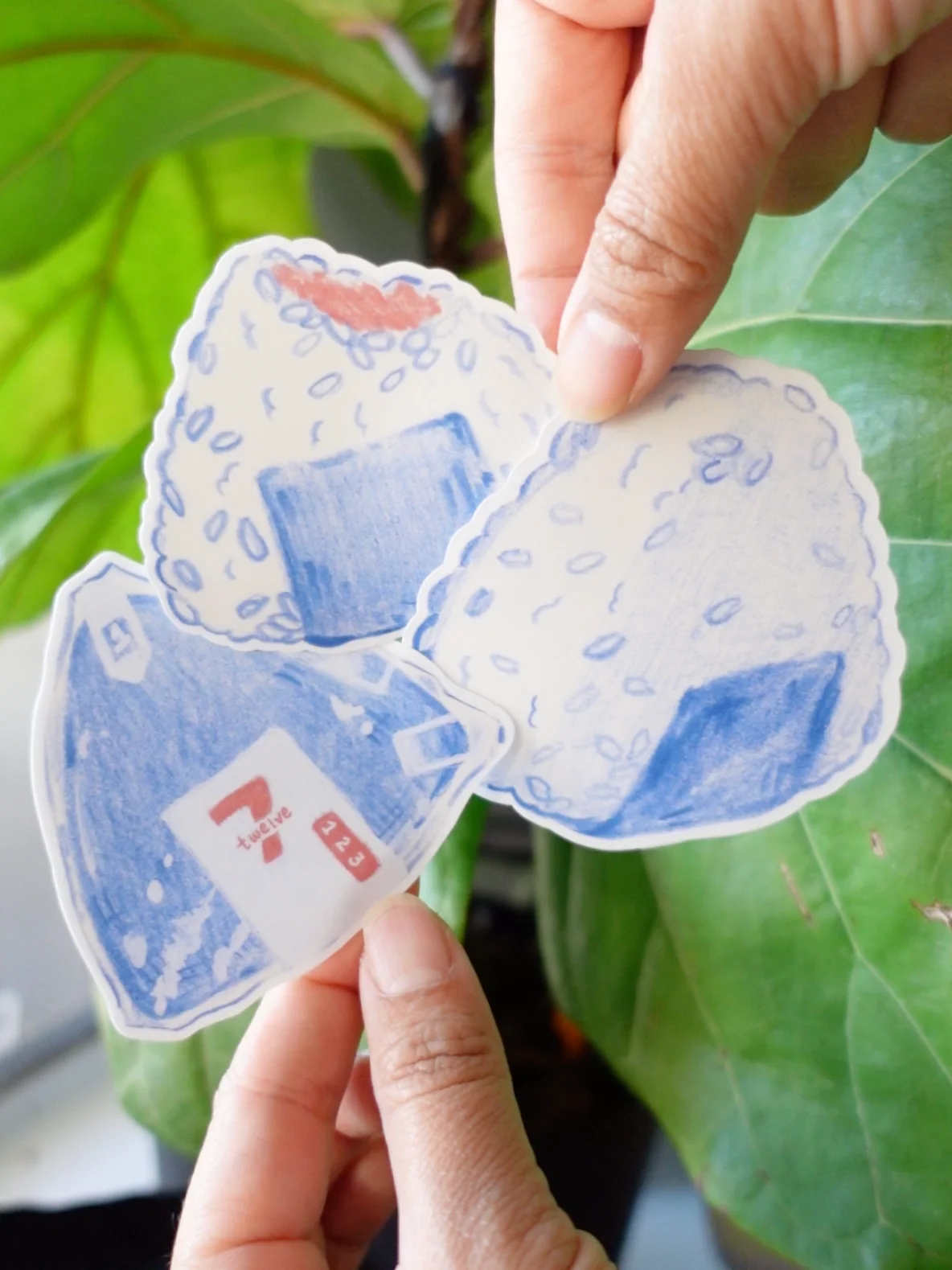 Blue Onigiri Waterproof Vinyl Stickers - 3 Pack product image (1)