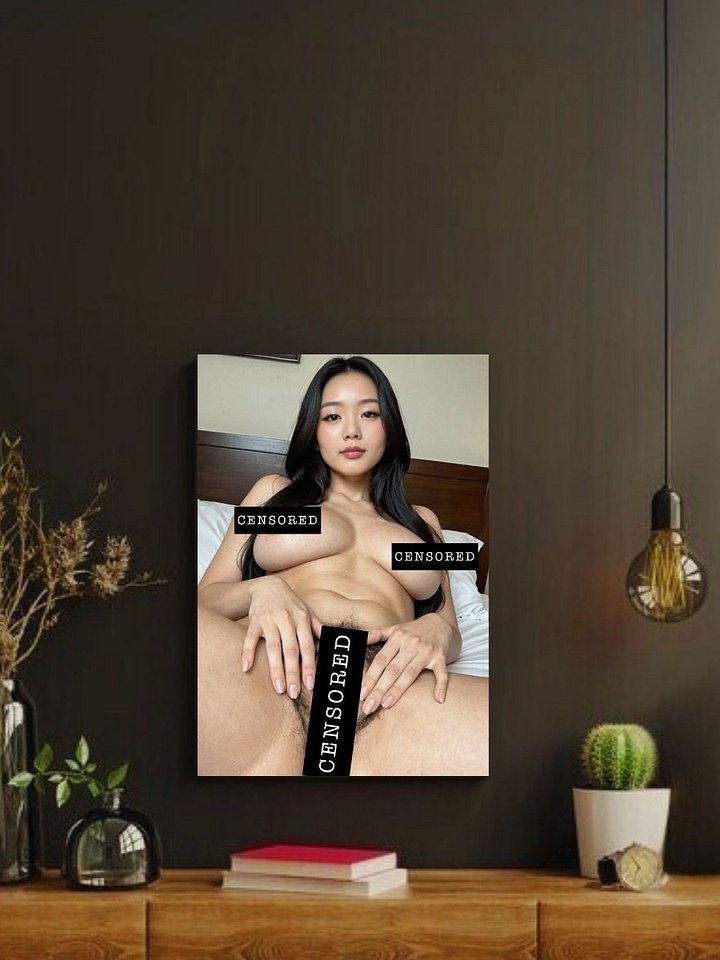 Asian Woman Long Black Hair Bed Pose – Glossy 8x10 Metal Print product image (2)
