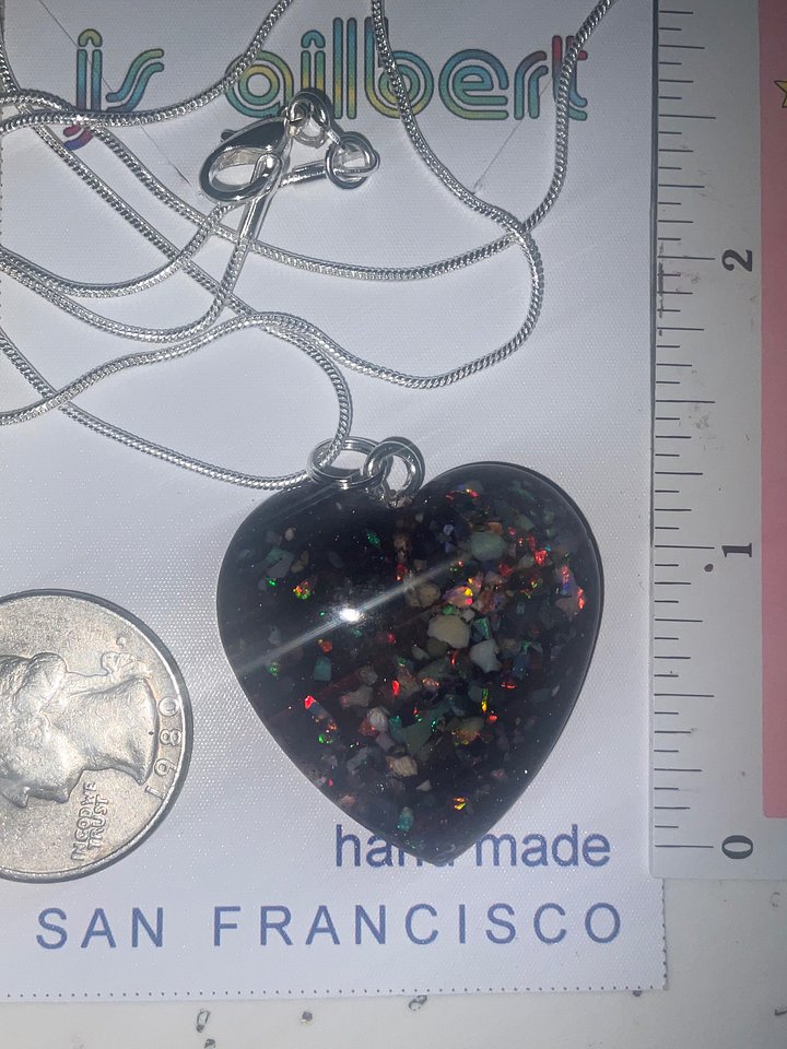 Black Cherry Opal Heart Pendant. product image (2)