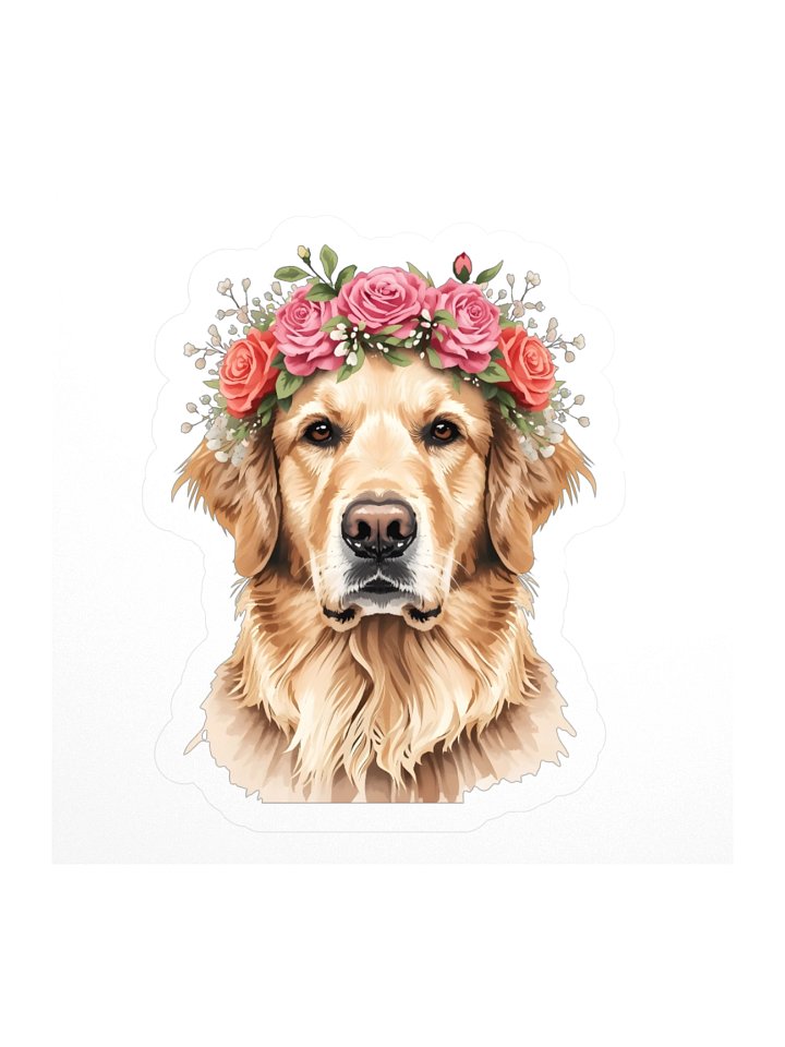 Golden retriever with flowers product image (3)