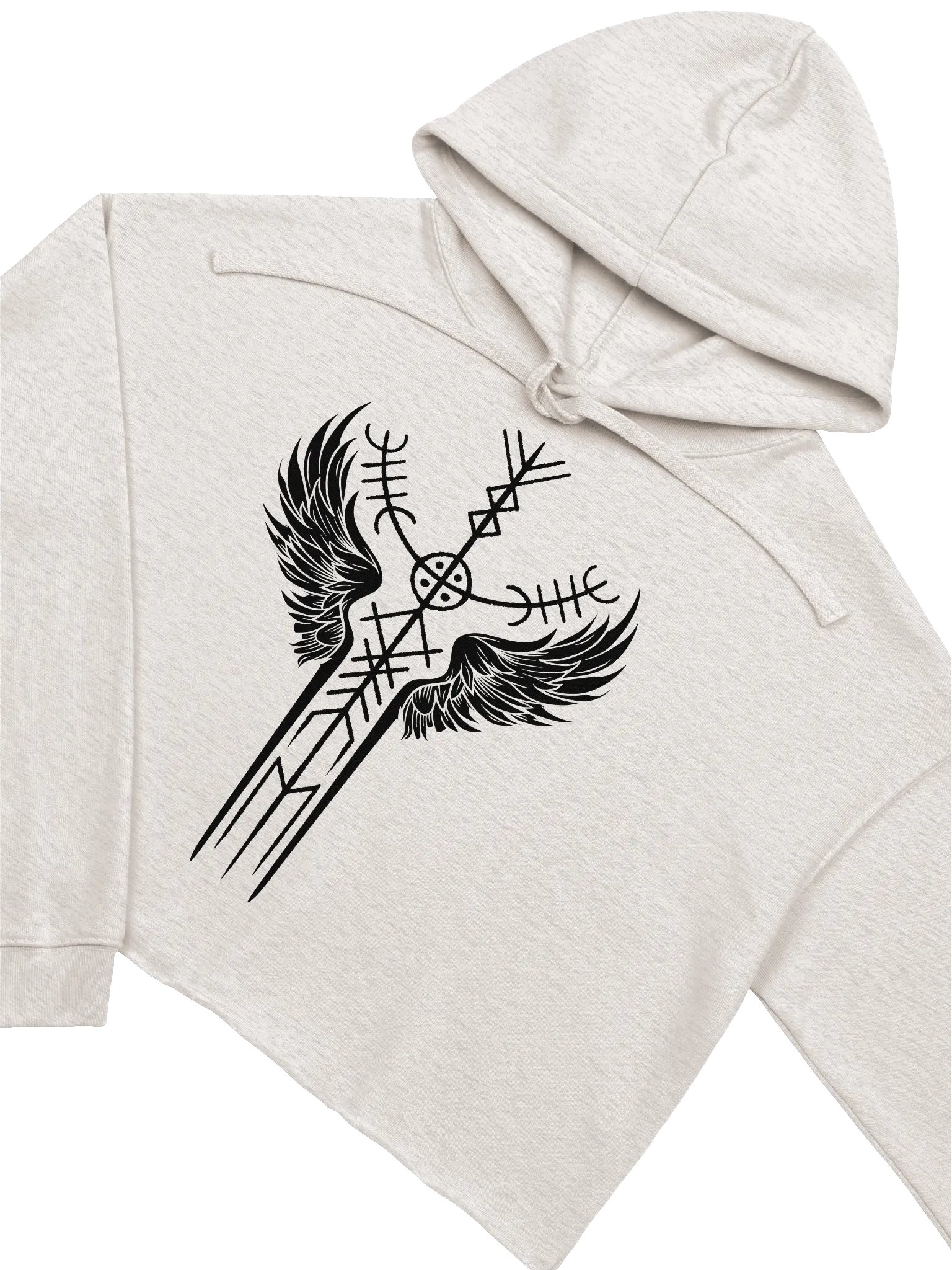 The Valkyrie Stave Fleece Crop Hoodie (black print) product image (1)