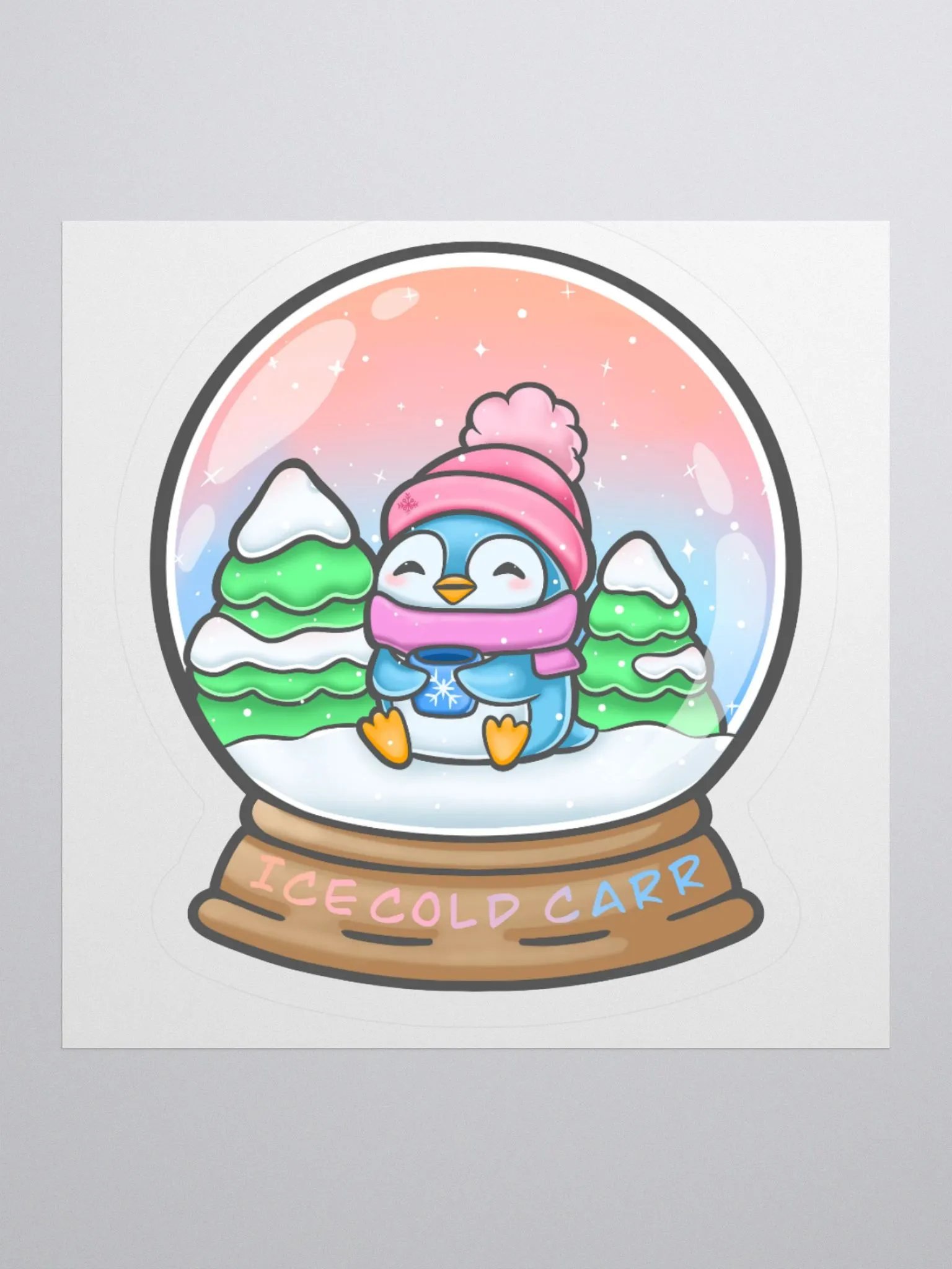 Large Ice Cold Snow Globe Penguin Sticker product image (1)