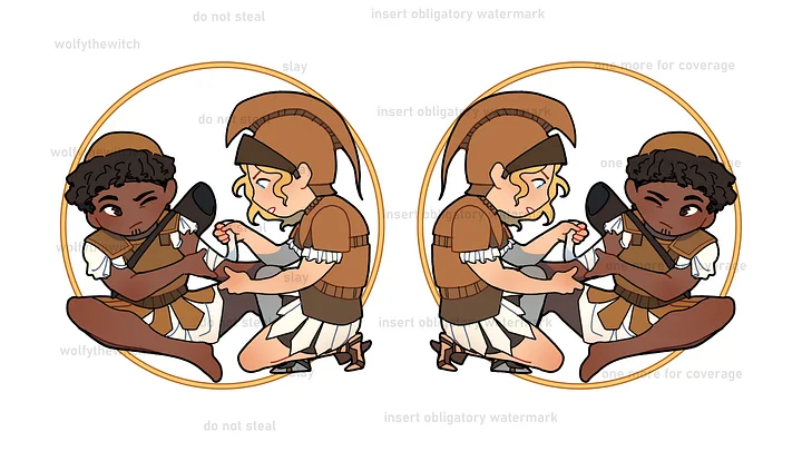 Achilles and Patroclus Acrylic Charm (pre-order) product image (2)
