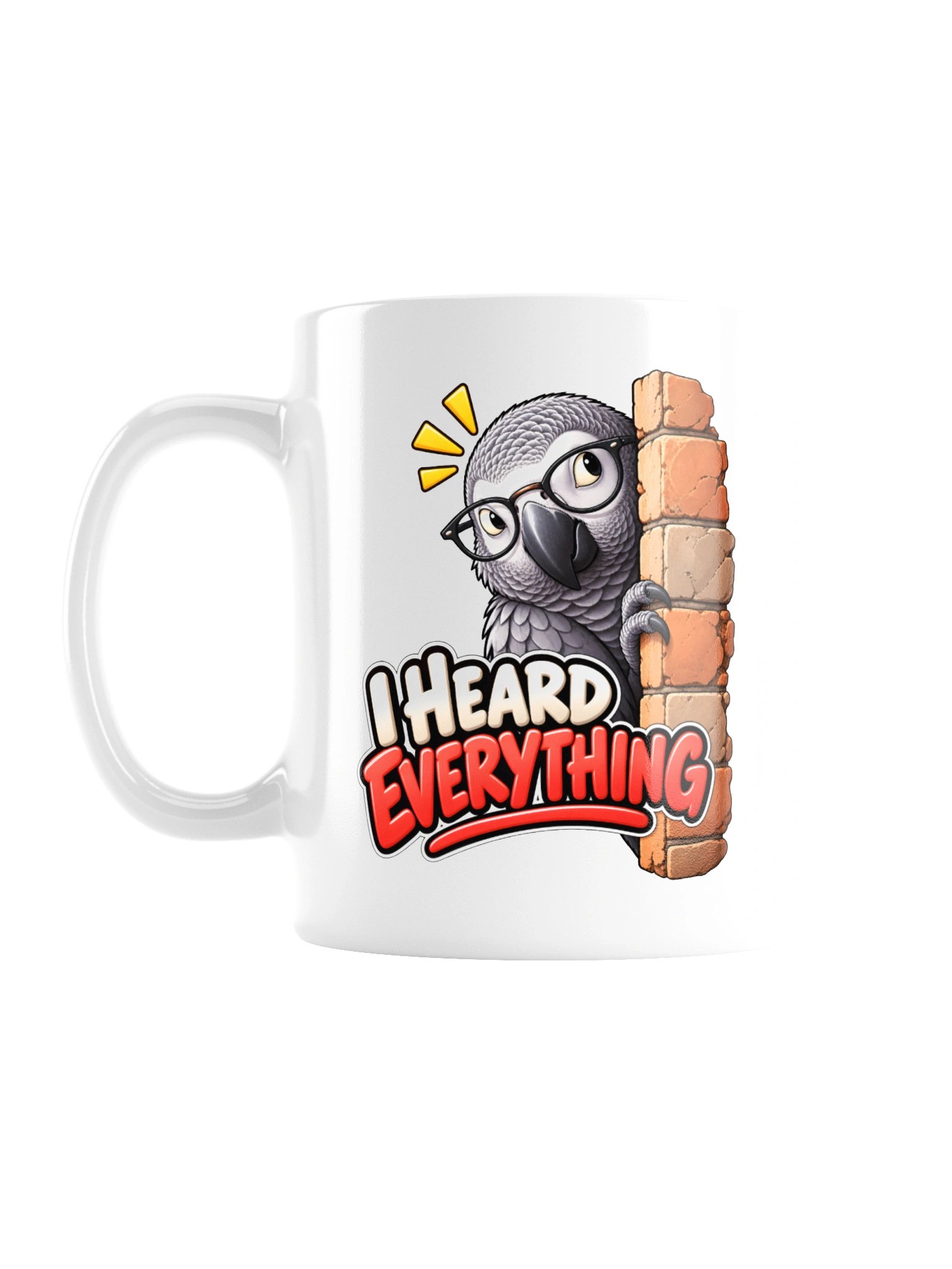 I Heard Everything – Funny African Grey Parrot Mug product image (2)