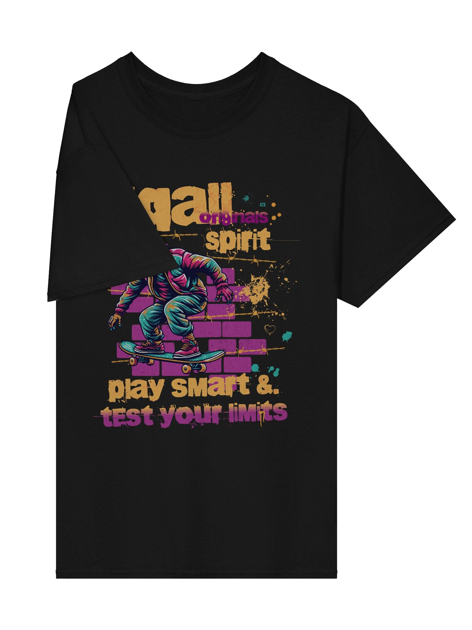 Urban Skater Vibes Heavyweight 100% Cotton T-shirt by EQALL® Originals_Pink_Orange_Turquoise product image (5)