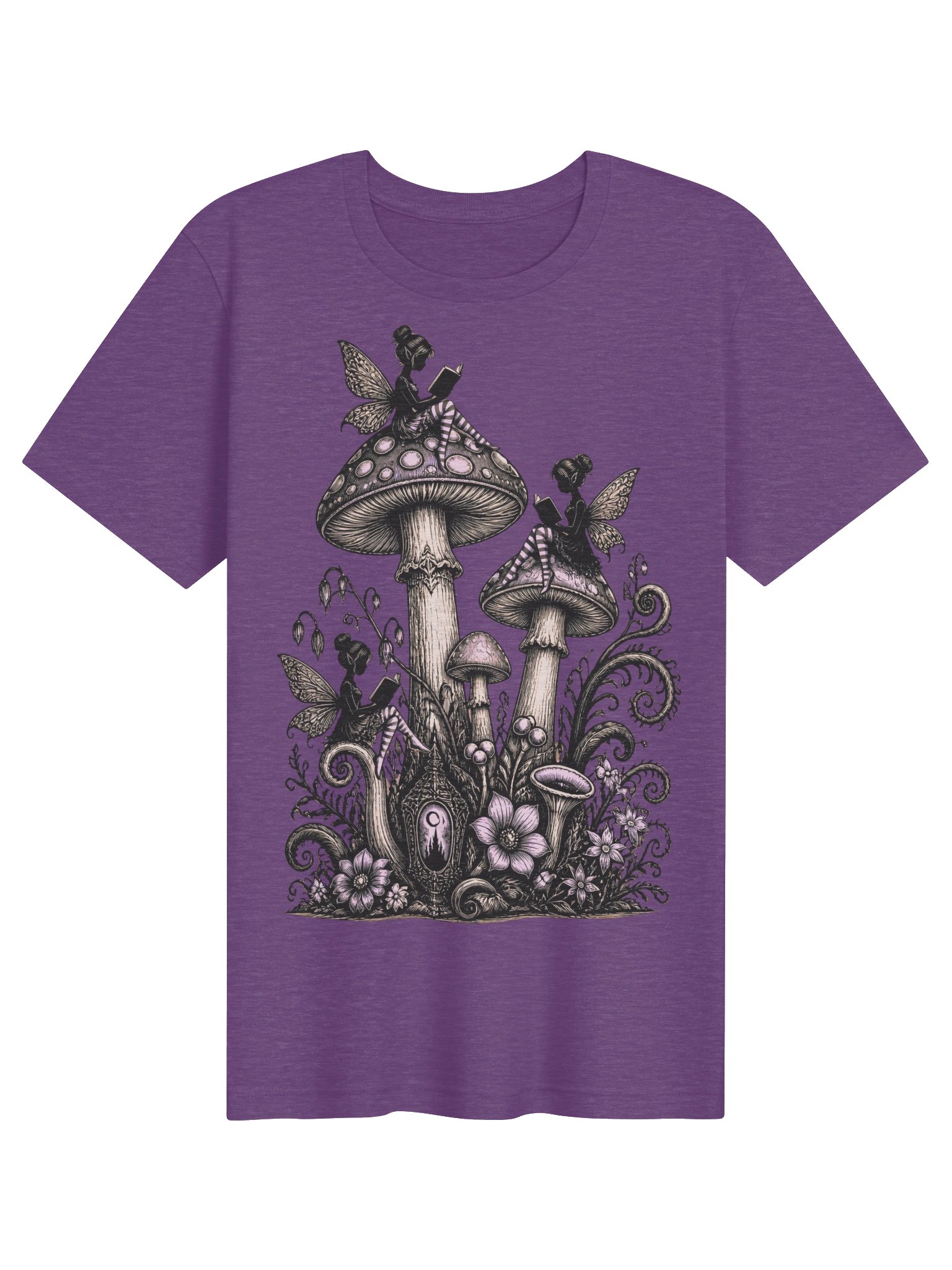Reading Fairy Shirt, Fairycore Mushroom Graphic Tee product image (2)