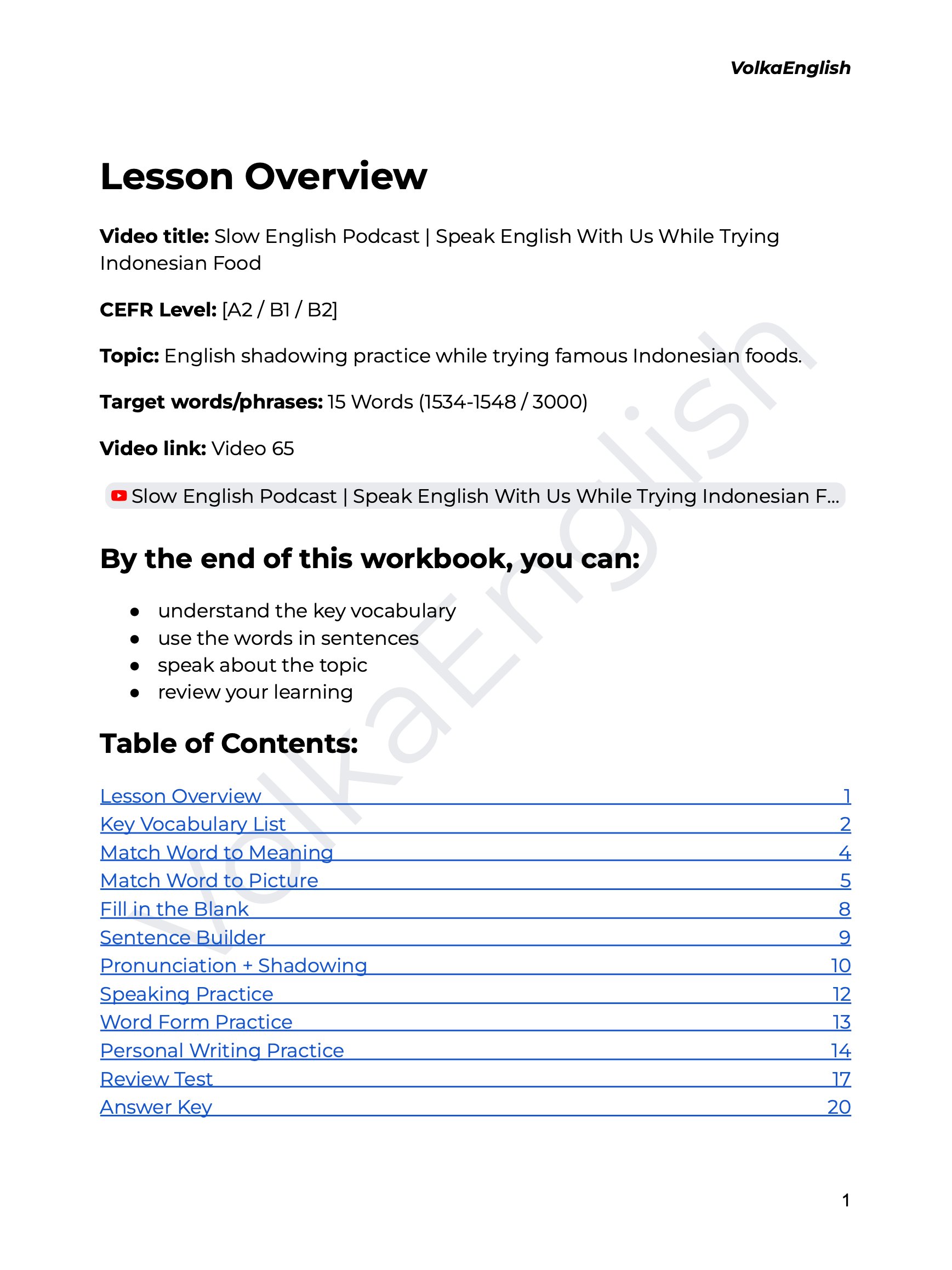 Slow English Podcast | Speak English With Us While Trying Indonesian Food - Video 65 Study Pack product image (2)