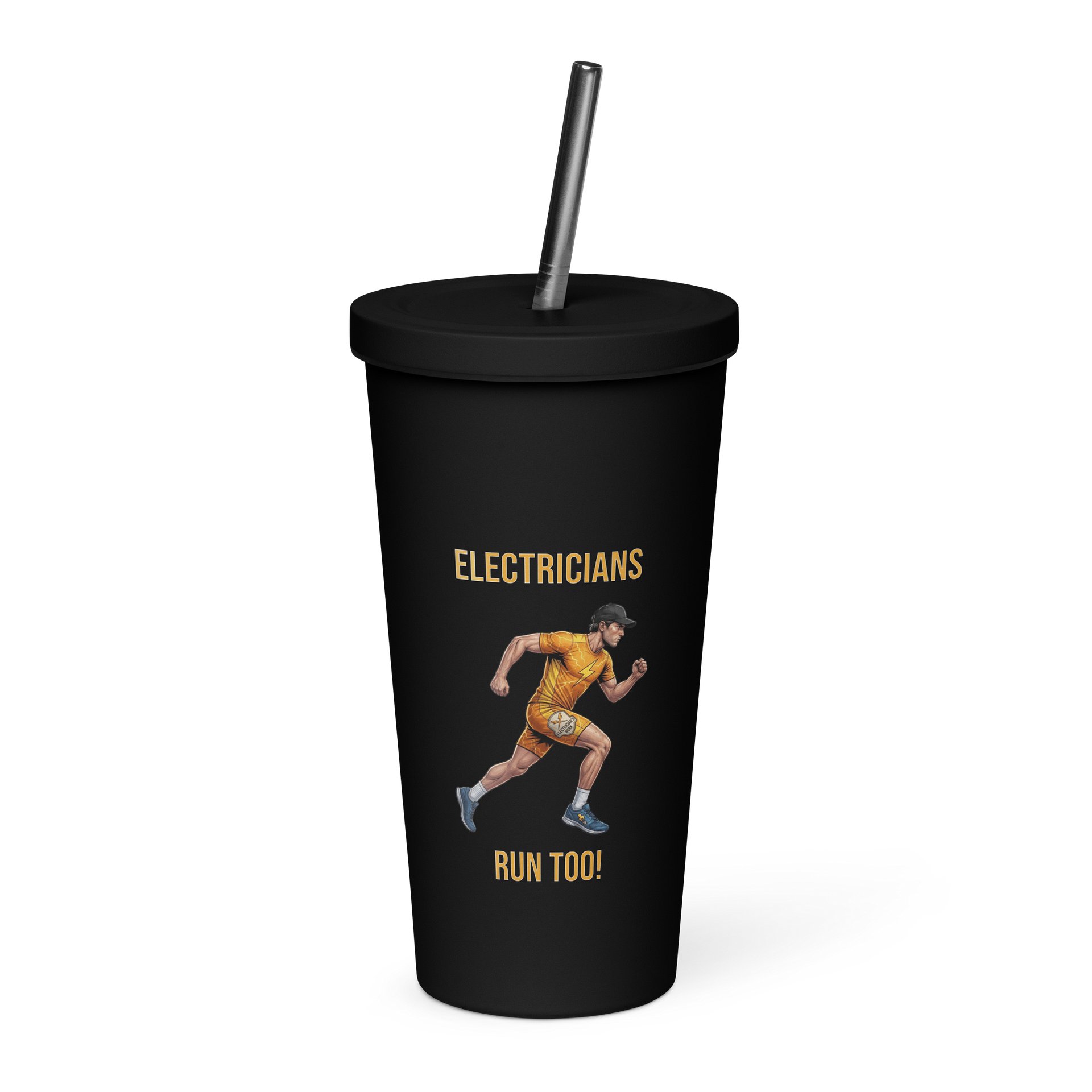 Electrician Athlete Tumbler with Straw | Mens Running Edition product image (3)