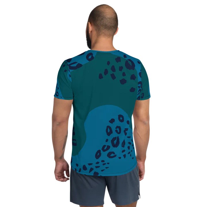 Stylish Blue Animal Print Athletic Tee product image (2)