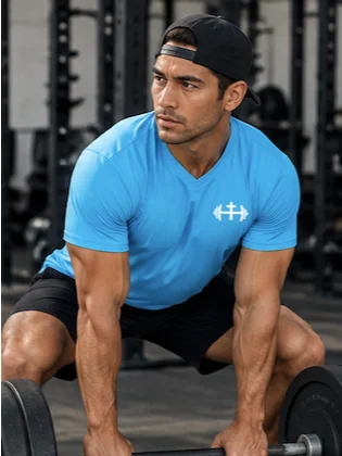His House Mens Performance V-Neck T-Shirt - Blue Sky by His House