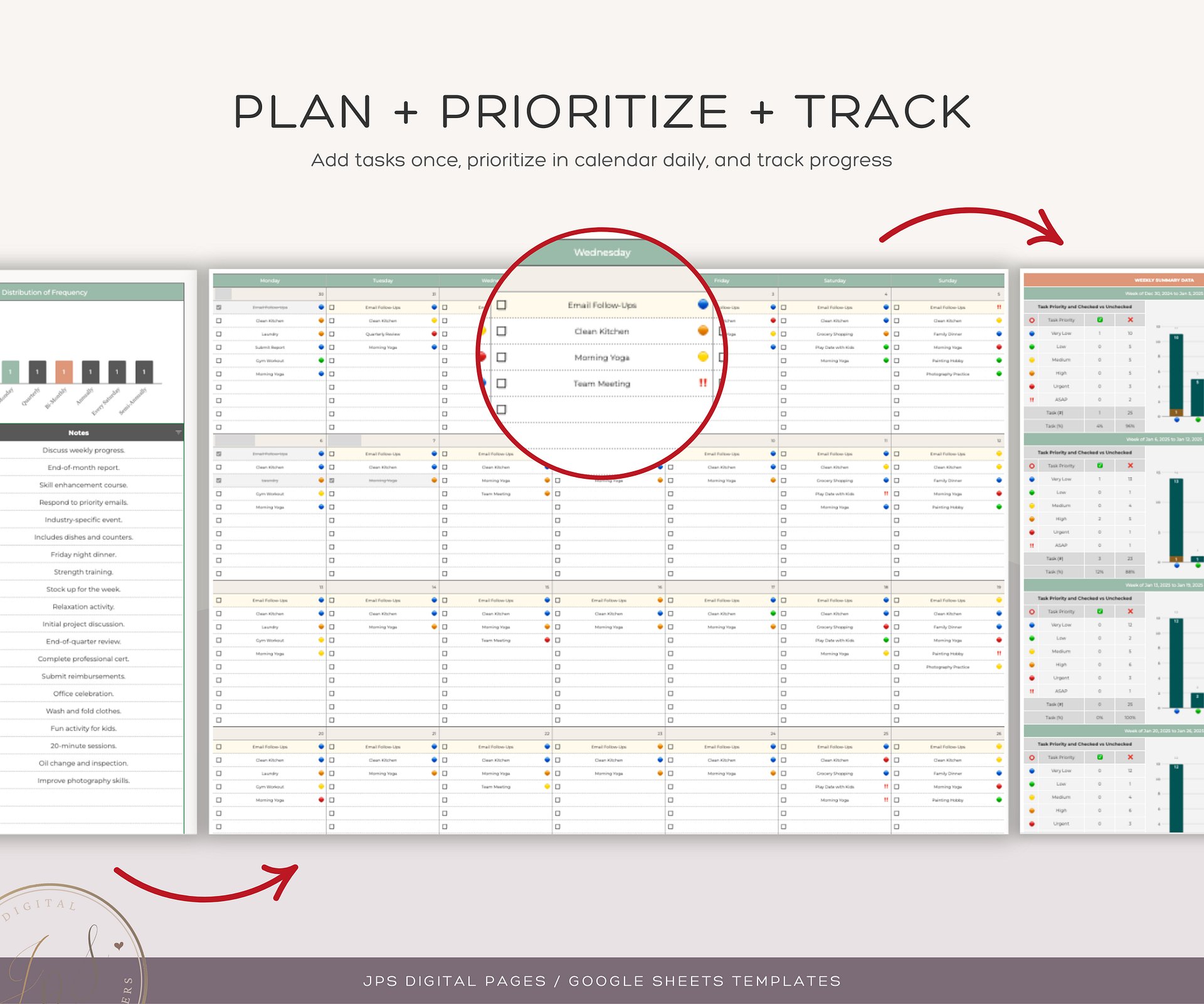 Recurring Task Manager, Google Sheets Template, Dynamic Monthly Calendar product image (8)