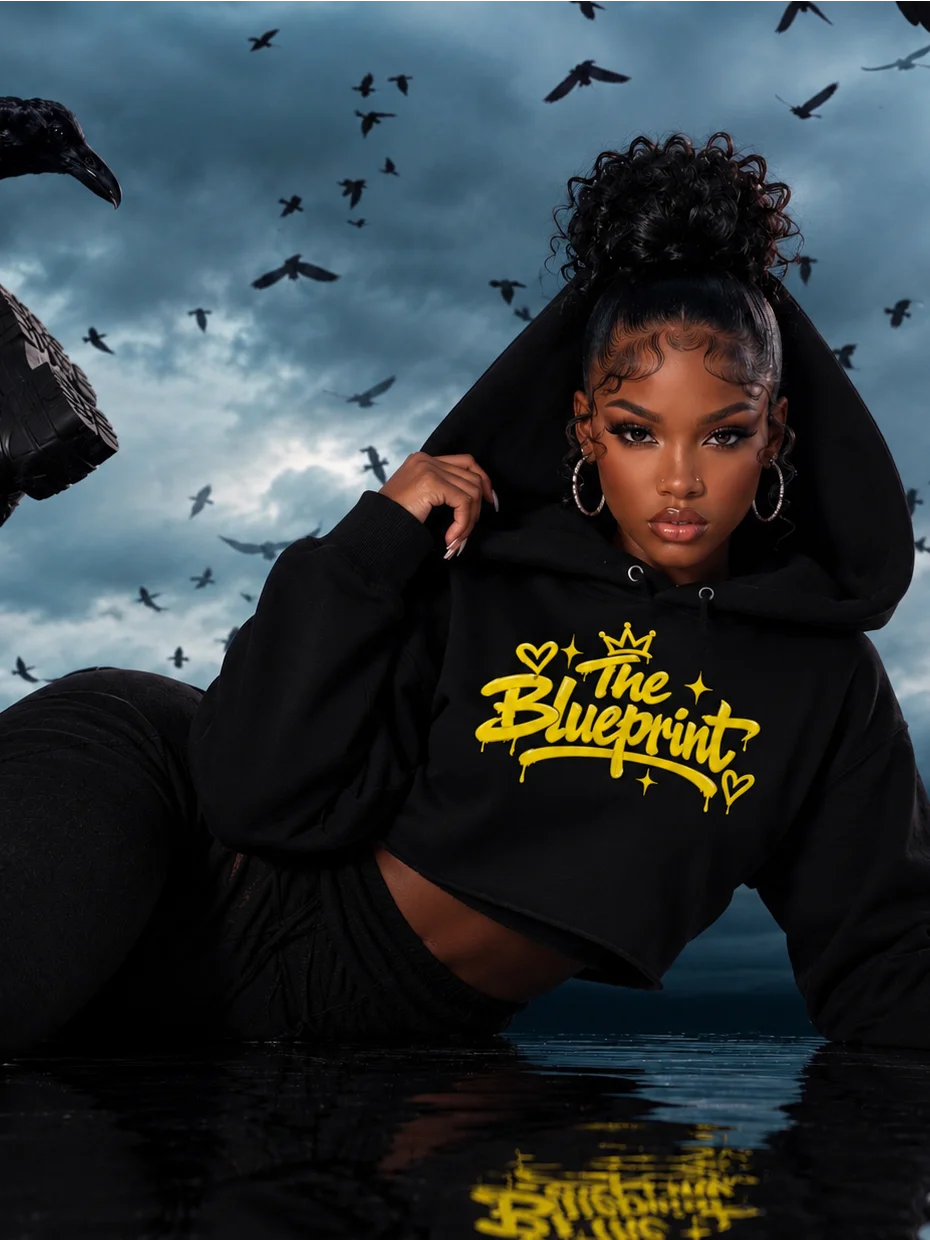 HERitage The Blueprint Crop Hoodie In Yellow product image (1)
