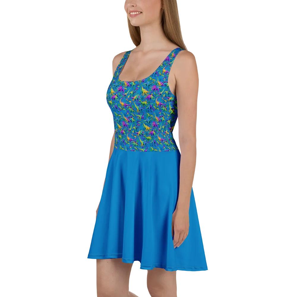 Colorful Dinosaur Skater Dress product image (1)