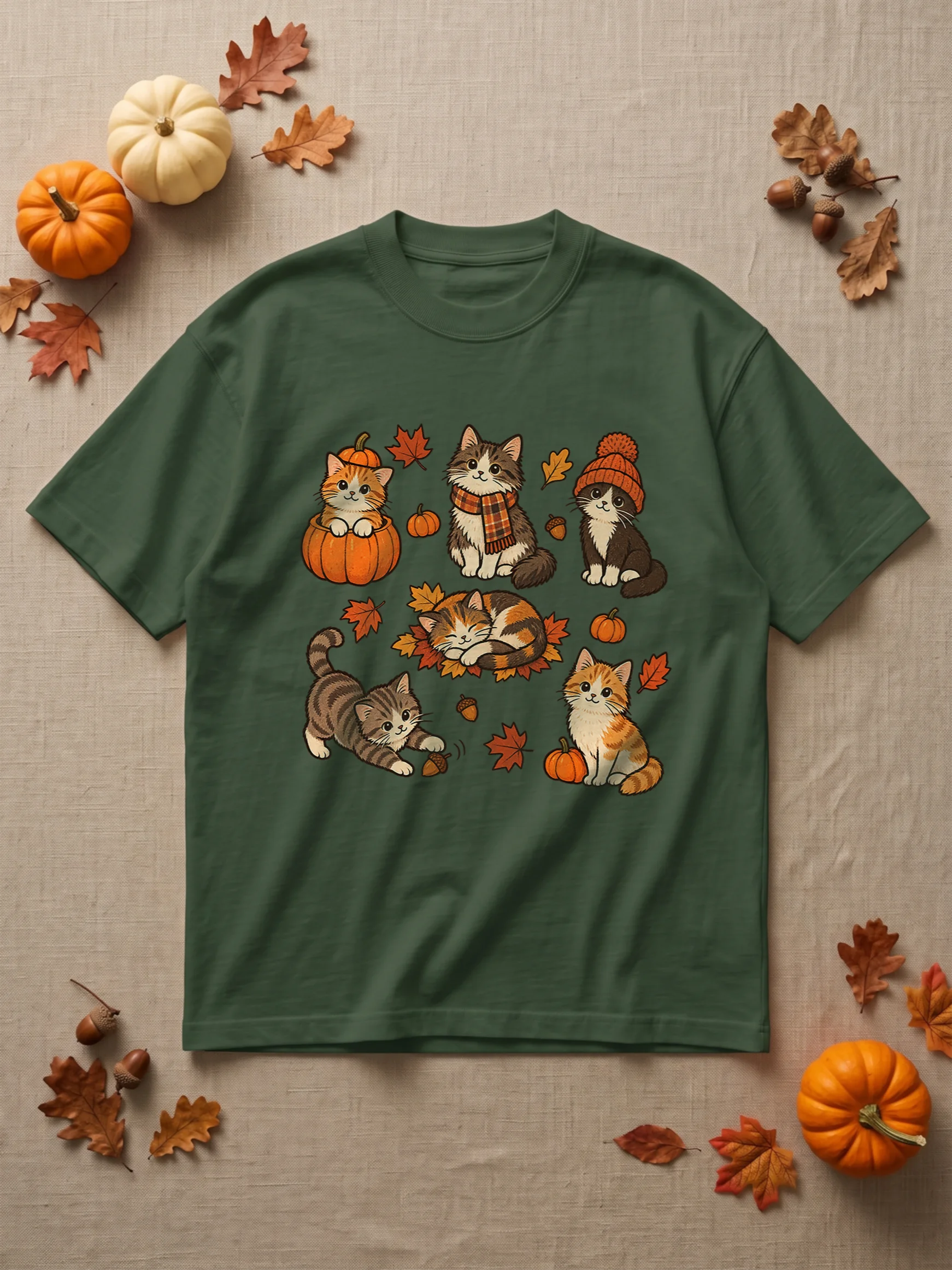 Fall Cats T-Shirt | Autumn Kitten Pumpkin Tee | Cute Cat Lover Gift Shirt product image (7)