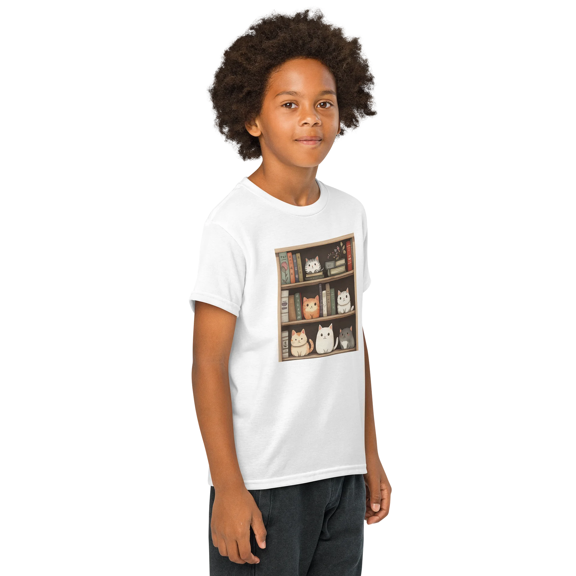 Cat Tales Bookshelf Youth Tee product image (60)