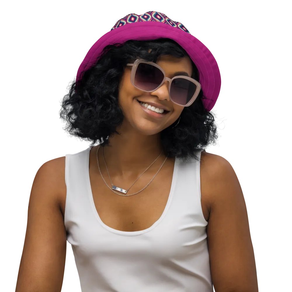 Peacock Pattern Fuchsia Reversible Bucket Hat product image (2)