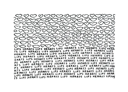 Lips Hearts card print product image (1)
