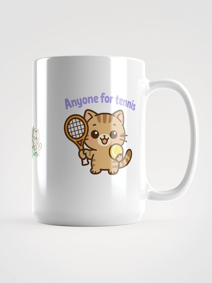 Tennis Cat White Glossy Mug product image (2)