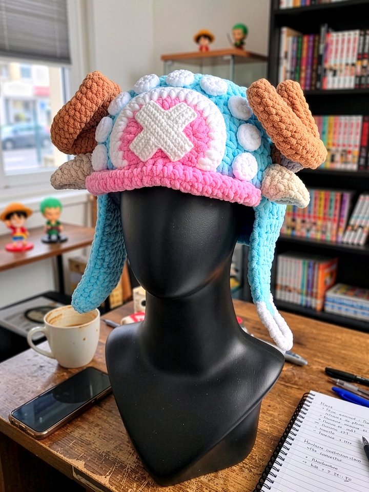 Pastel Crochet Plush Hat, Reindeer Doctor Pirate Inspired Beanie product image (1)