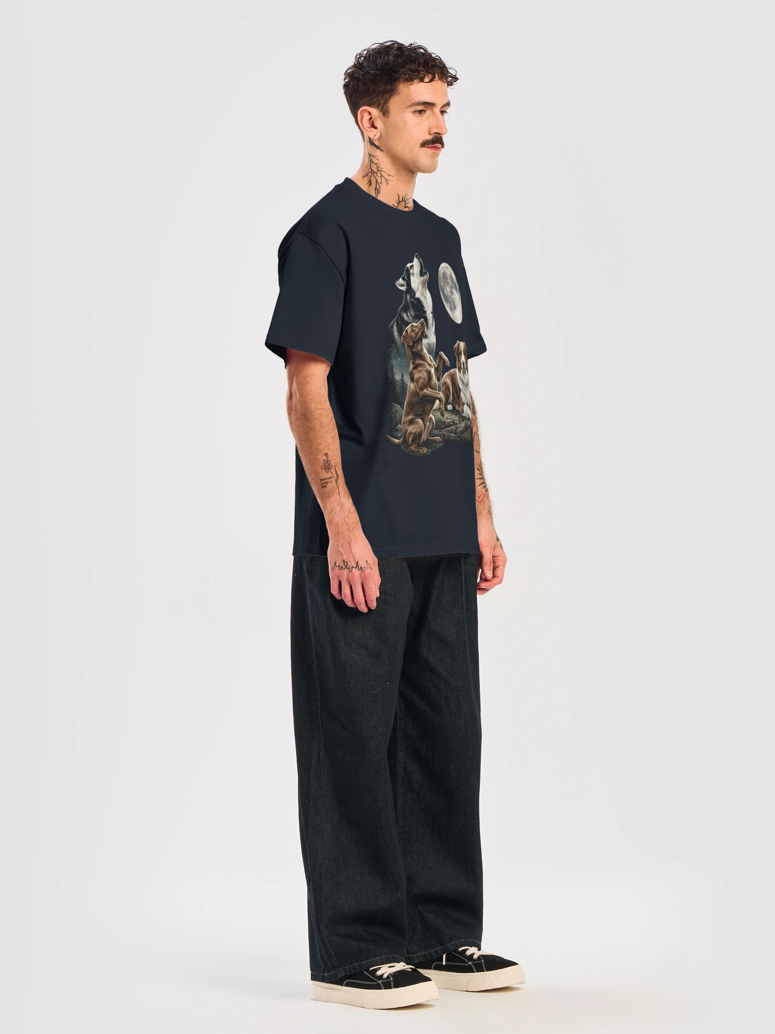 Moonlit Howl – Three Dogs Under the Full Moon T-Shirt product image (21)