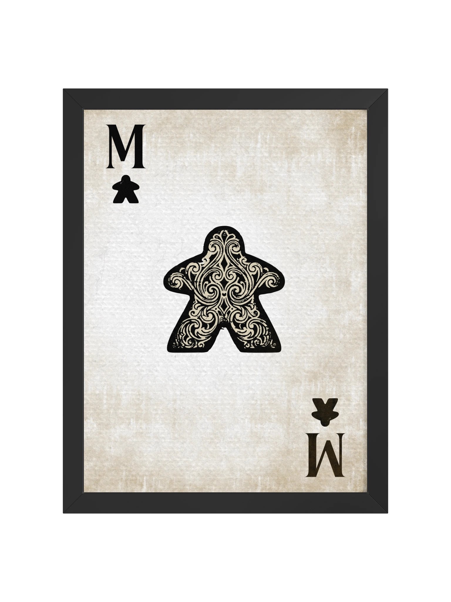 Vintage Meeple Black Ace Playing Card Board Game Room Poster - FRAMED product image (3)