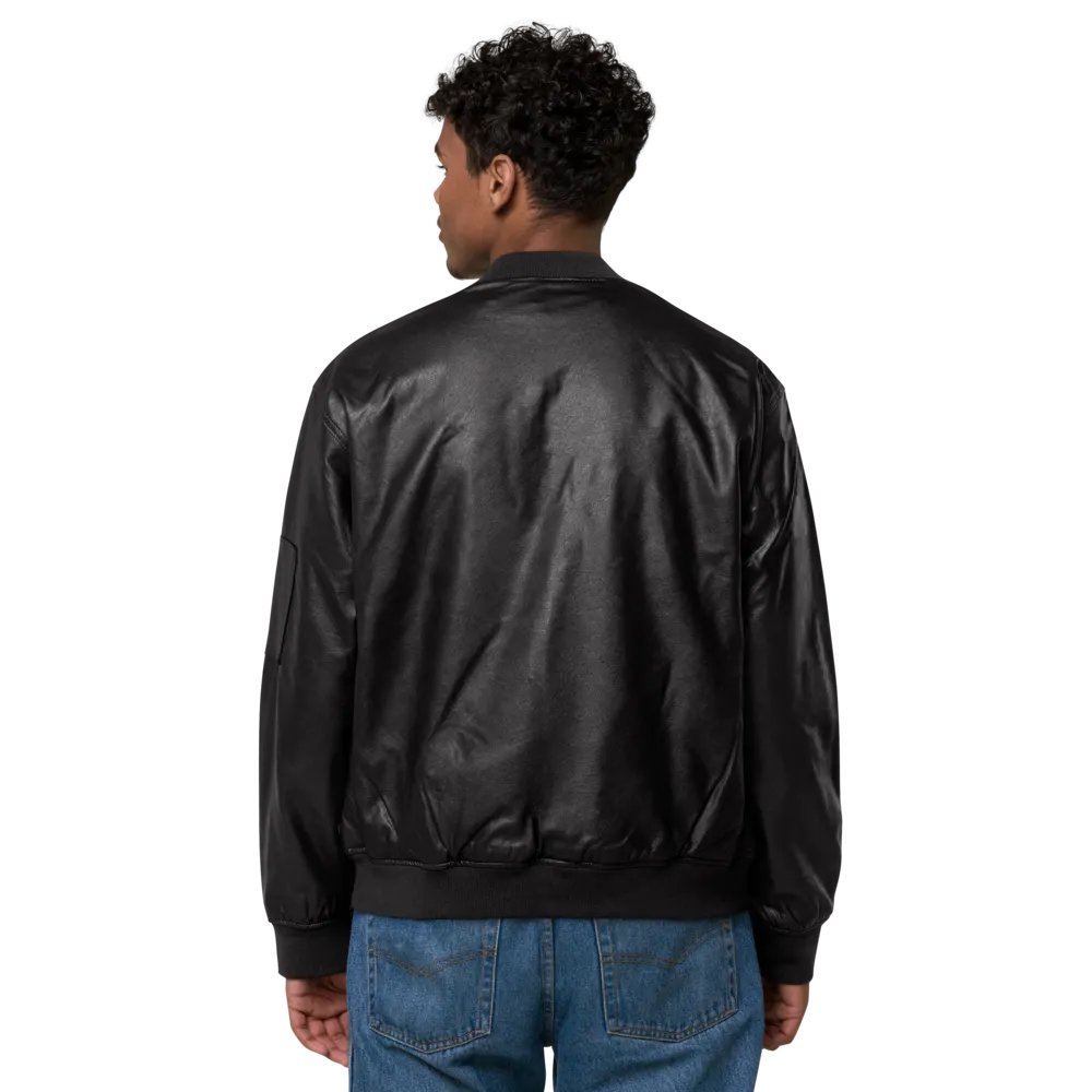 Bubbly and a B (leaf shadow design) faux leather bomber jacket product image (8)