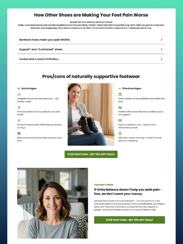 Product Sales Landing Page Foot Pain Relief & Orthopedic Footwear Template (GemPages) product image (5)