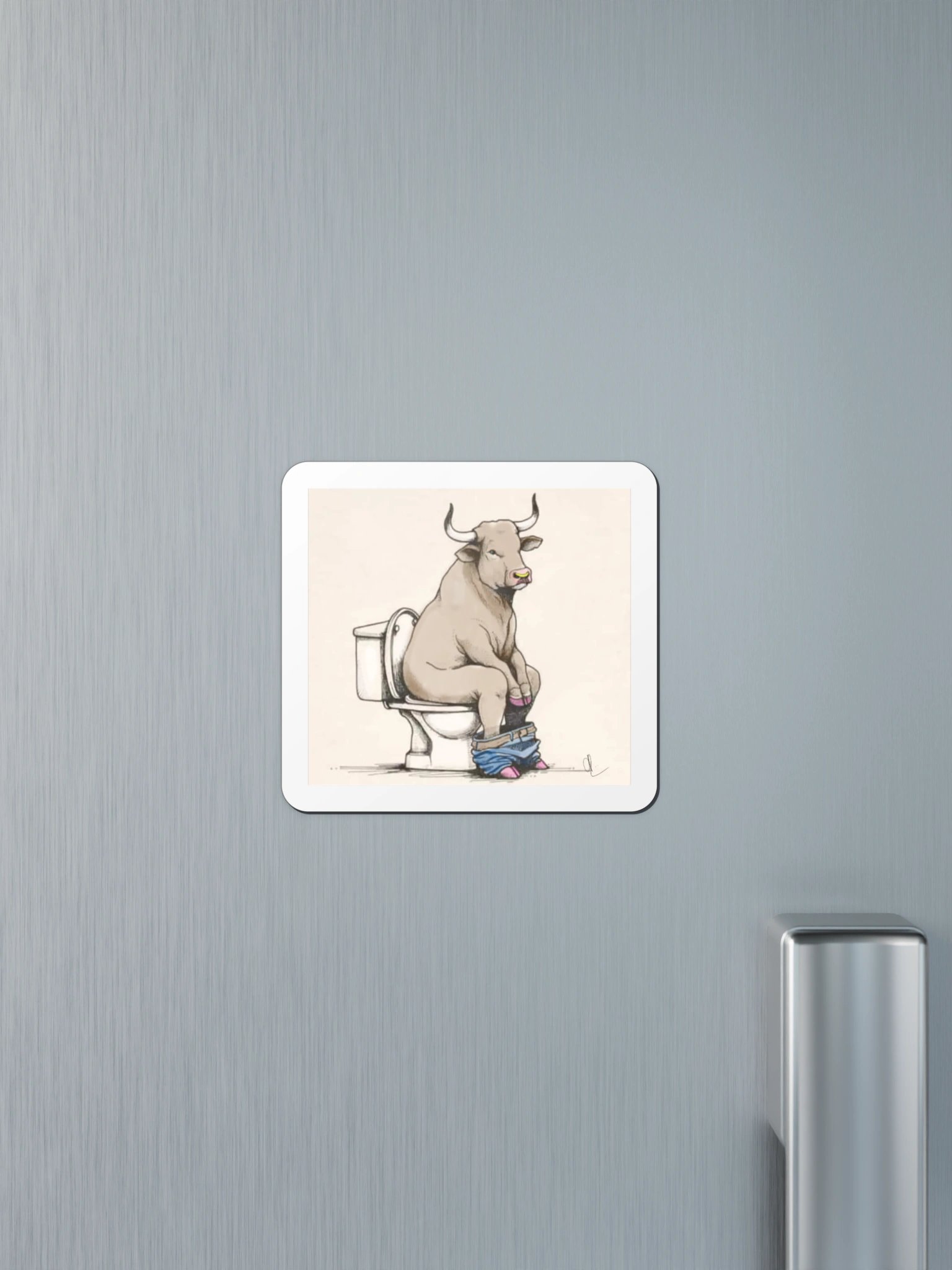 Bull on the Toilet Die-Cut Magnet product image (12)