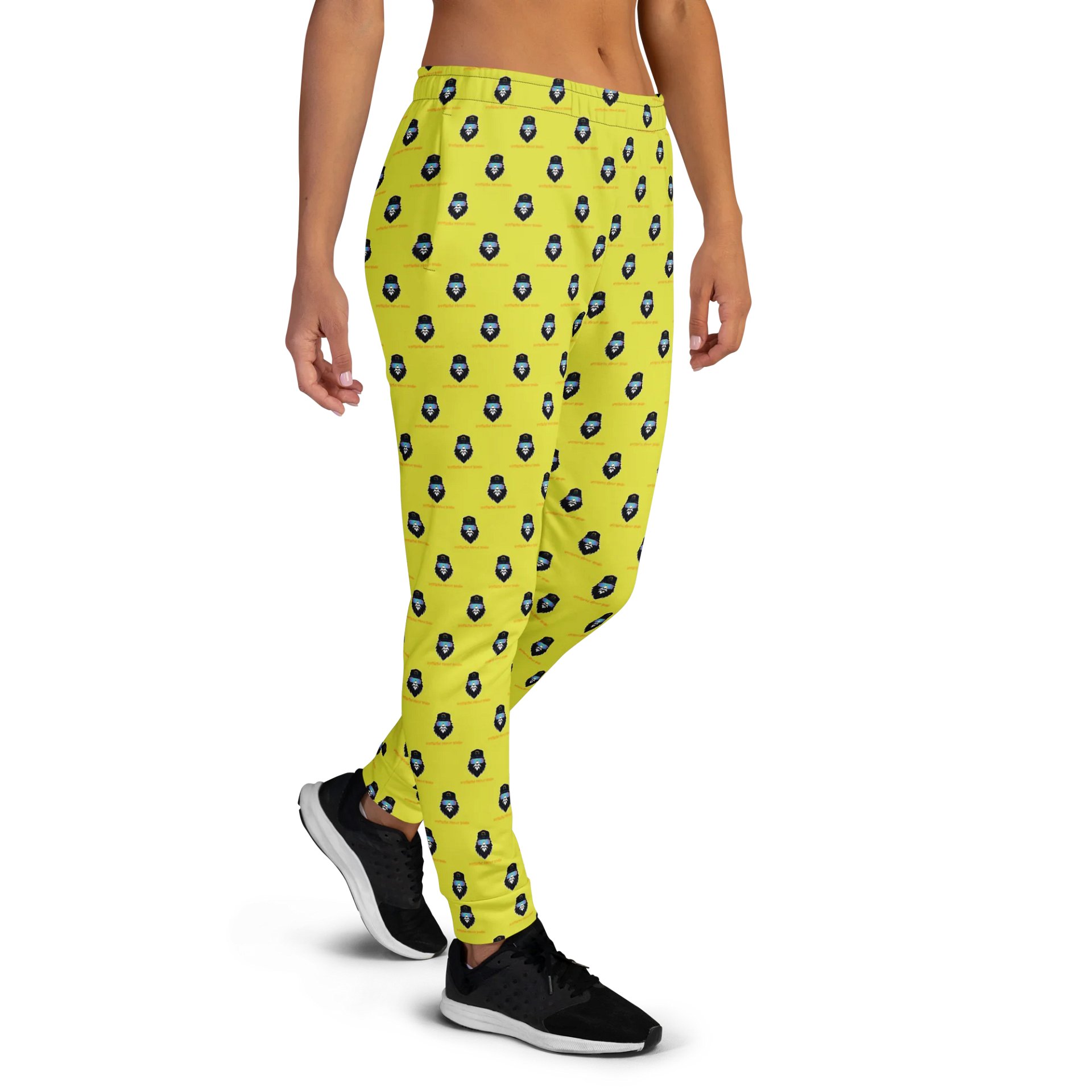 Synthsquatch Fitness Bigfoot Monogram Logo All-Over Print Women's Joggers (Neon Yellow) product image (4)