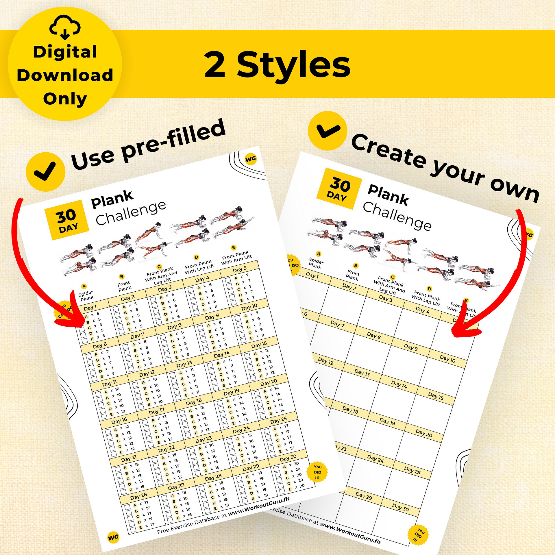 30 Day Plank Challenge - Printable Workout Tracker product image (3)