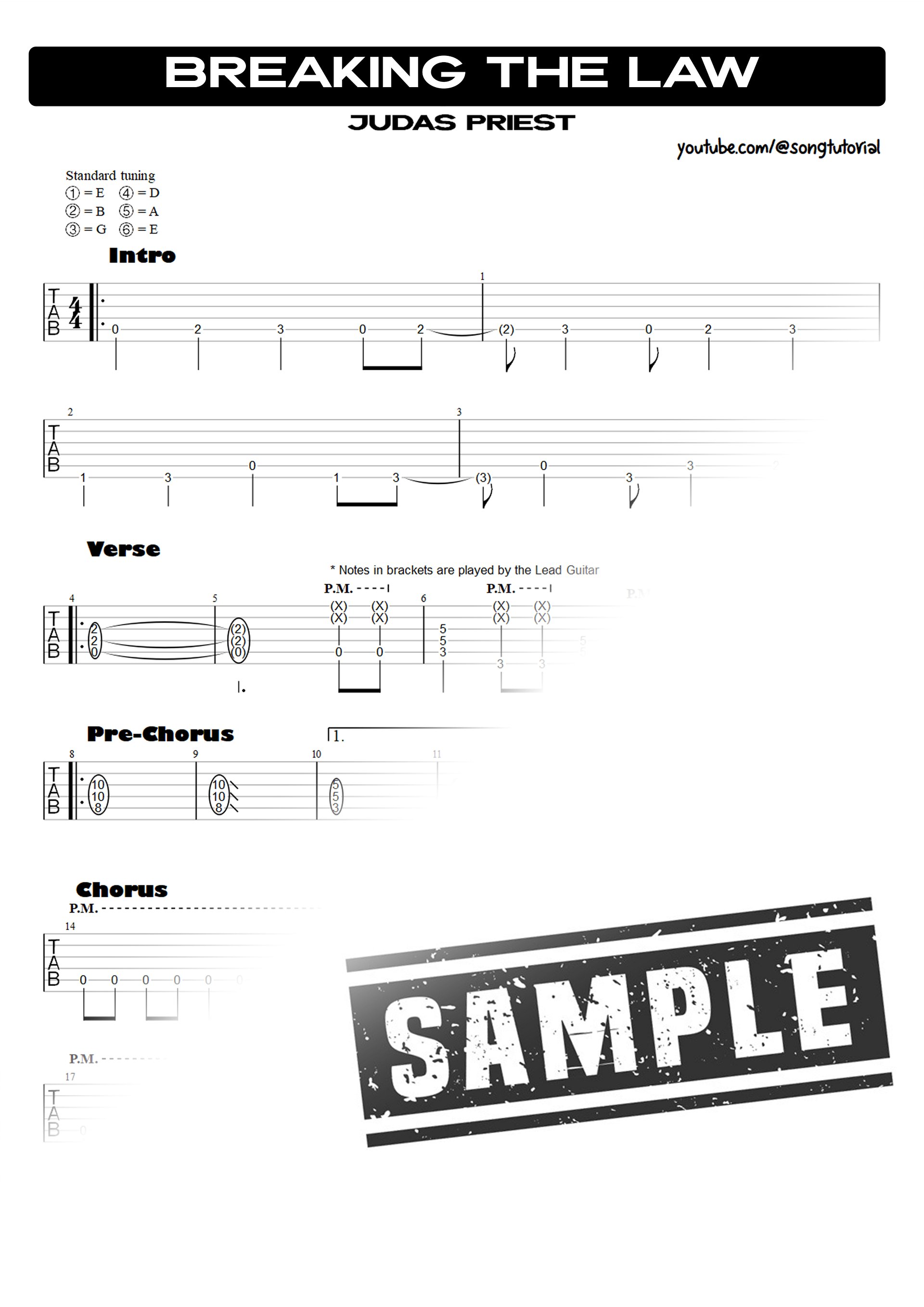Breaking the Law PDF TAB + Backing Track MP3 product image (2)