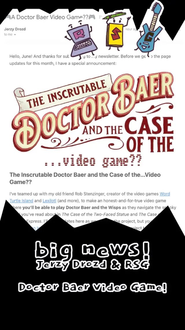 A video game collaboration with me and my friend Jerzy Drozd is officially underway! The game features Doctor Baer, the Wisps, and Jerzy's amazing art, story, and world of spooky adventure as seen in the awesome visual storytelling of _The Case of the Two-Faced Statue_ and _The Case of the Mummy Express_. Follow our progress via our socials and Jerzy's newsletter! #webcomics #indiegames #doctorbaer