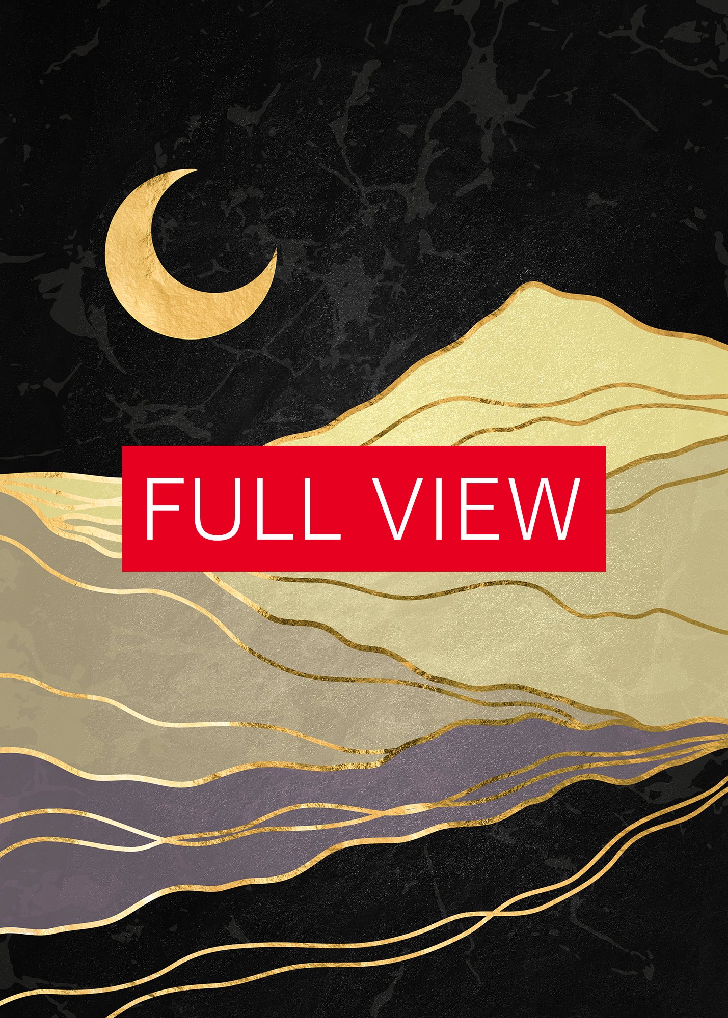 Golden landscape with moon #2 — Japanese golden poster, travel poster, aesthetic poster product image (3)