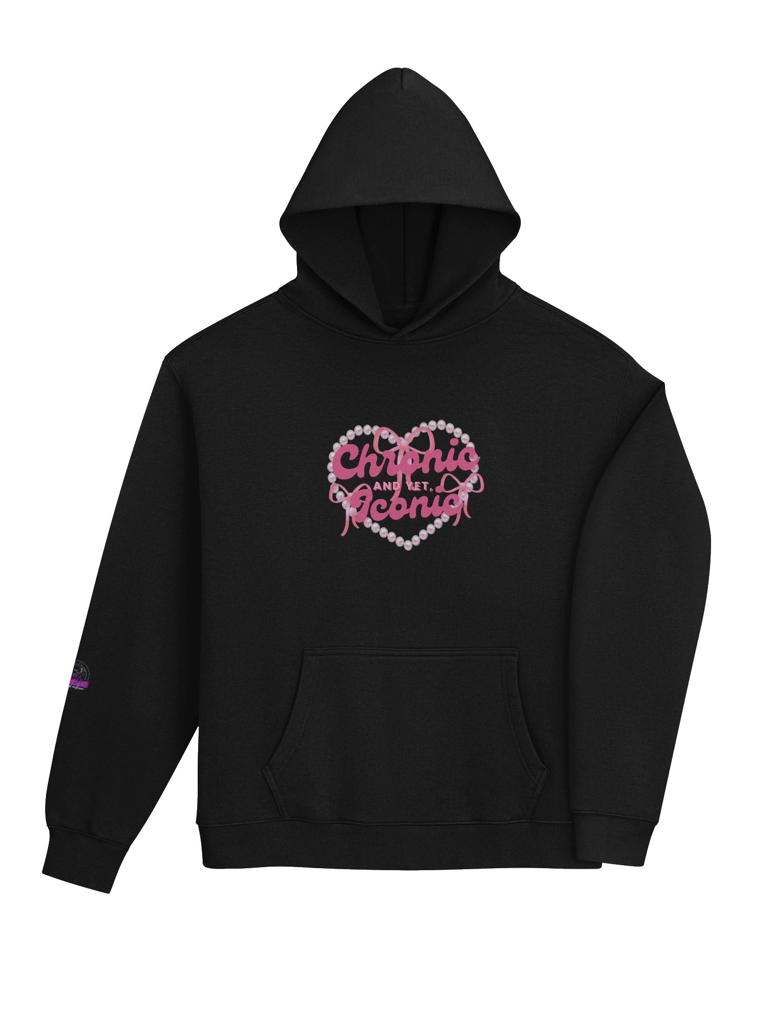 Chronic Yet Iconic Pink Bow Heart Hoodie product image (4)