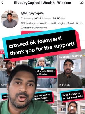 crossed 6k followers! thank you for the support! #6kfollowers #grateful #wealth #investing #northcarolina 