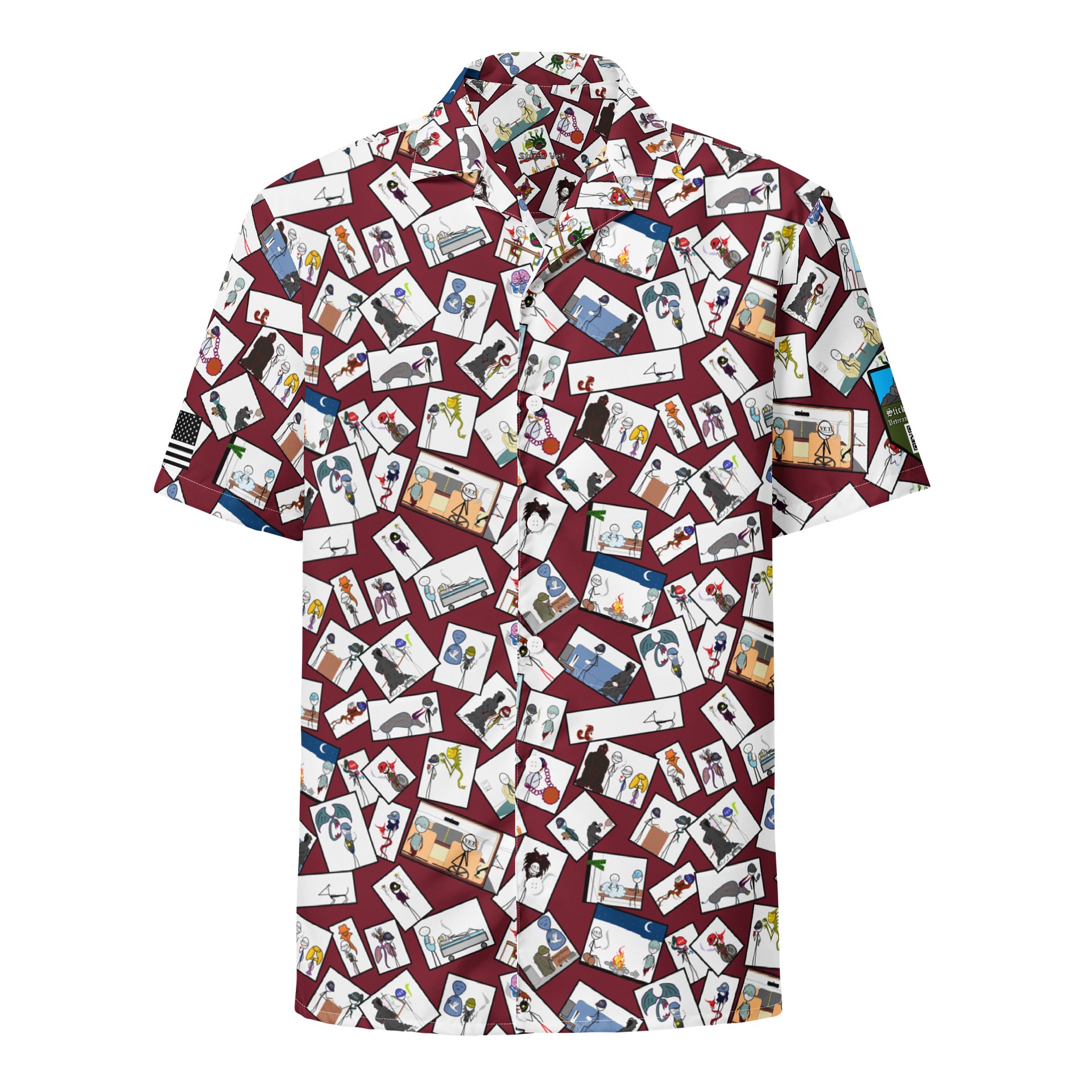 Sticks & Demons Hawaiian Shirt DkRed product image (1)