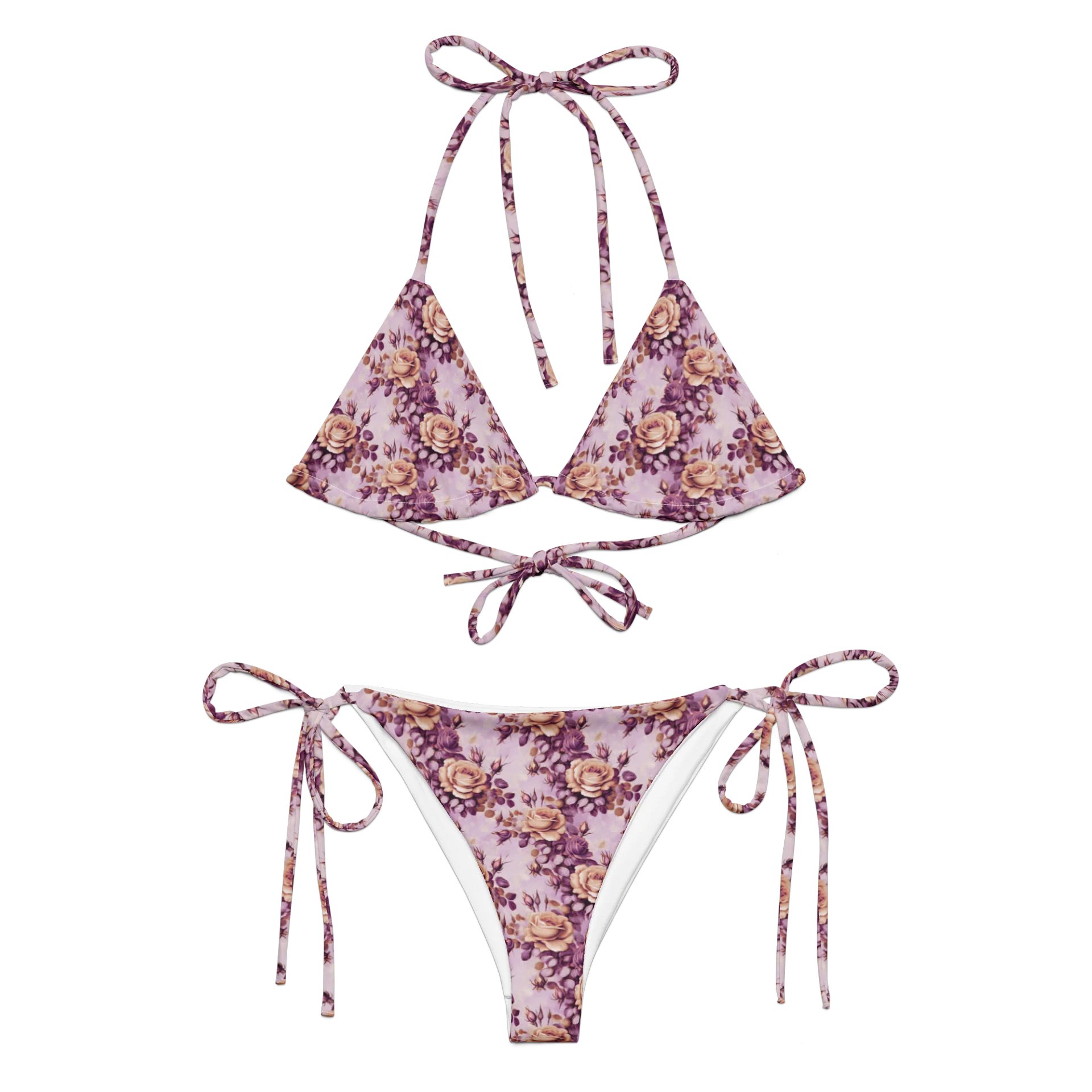 Vintage Rose Reverie – Recycled All-Over Print String Bikini product image (4)