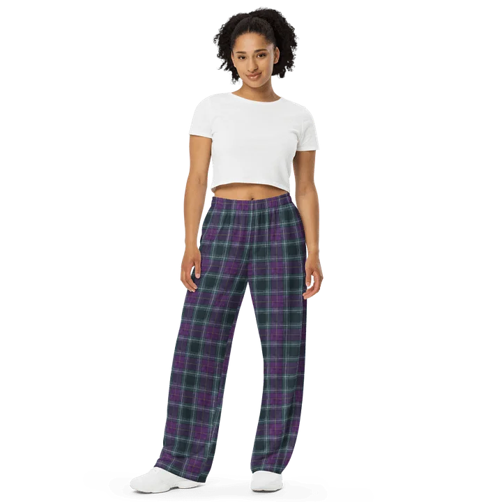 Purple/Green Plaid Wide Leg Pants product image (1)