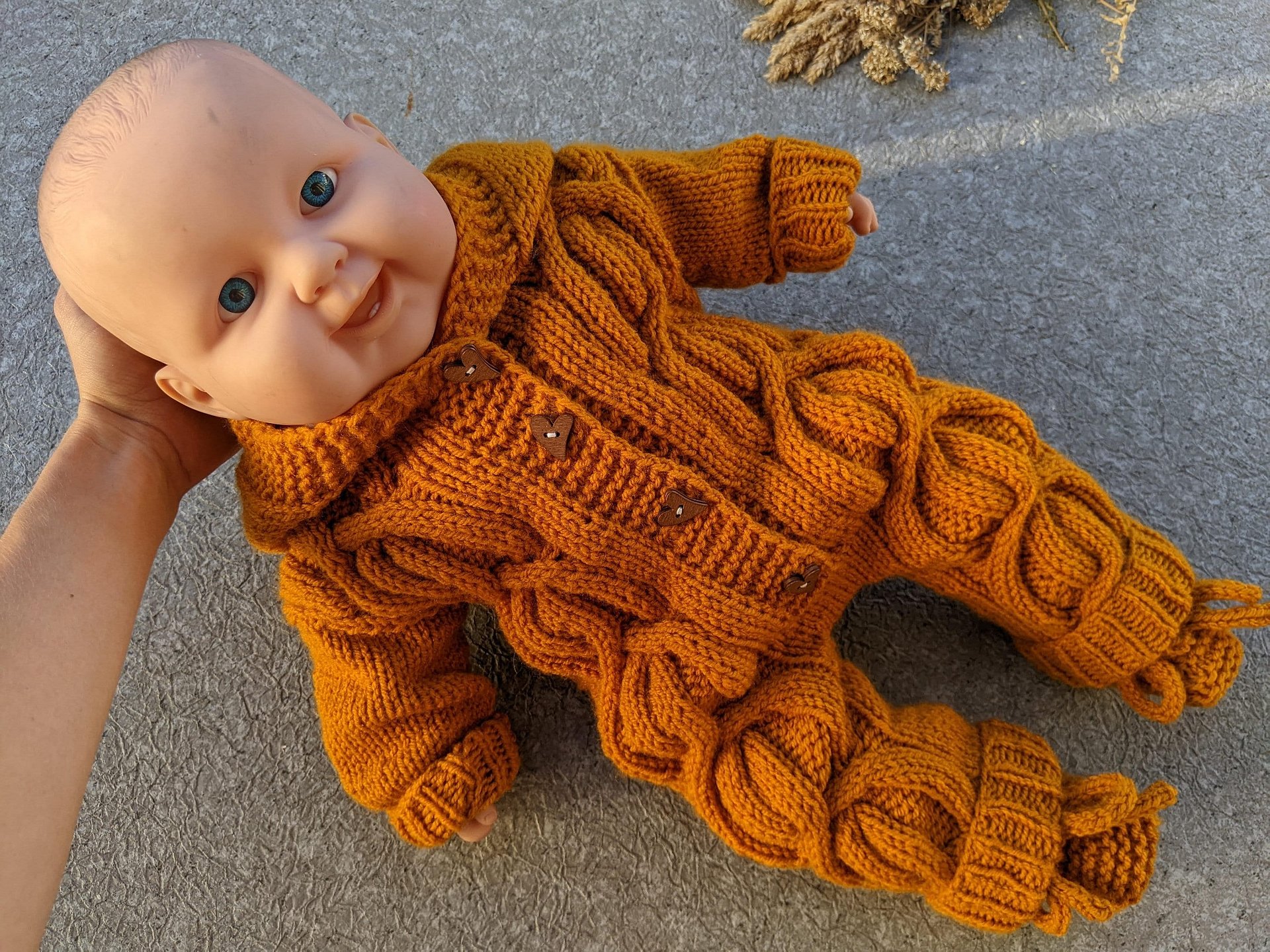 Aran Knit Baby Romper Pattern product image (3)